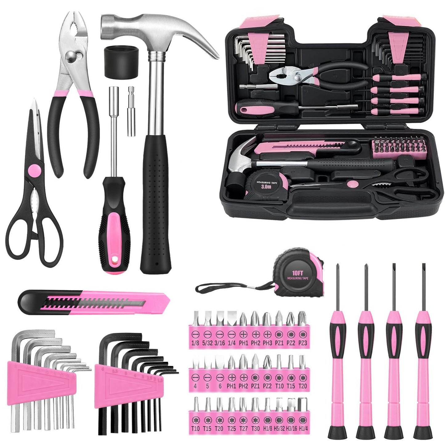 Household Tool Set General Repair Small Hand Tool Kit Storage Case for Home Garage Office College Dormitory Use