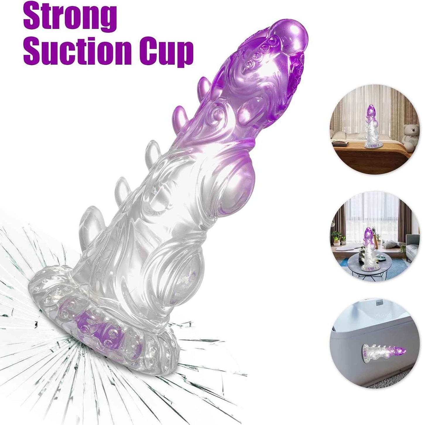 Monster Dildo Knot,7.6 in Fantasy Dildo with Big Knots and Suction Cup,Clear-Purple Gradient Adult Toys for Beginner Women