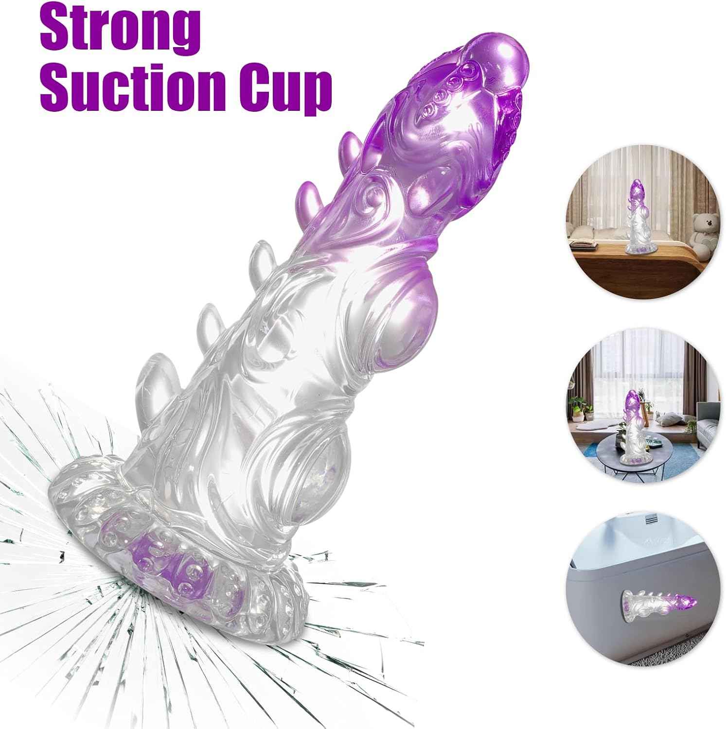 Monster Dildo Knot,7.6 in Fantasy Dildo with Big Knots and Suction Cup,Clear-Purple Gradient Adult Toys for Beginner Women