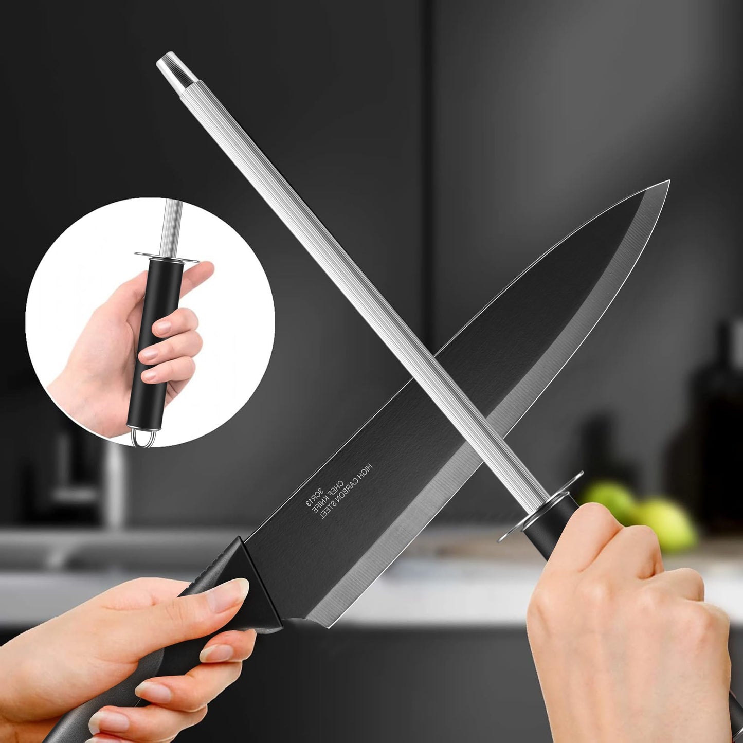 E-far 15-Piece Black/Khaki/White/Pink/Walnut Kitchen Knife Block Set