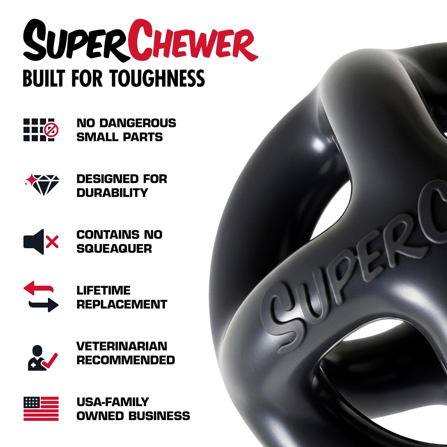 Tuff Pupper SuperChewy Extremely Tough Cage Ball for Dogs | Durable Heavy Duty Natural Rubber | Tough Chew Toy for Strong Chewers | Heavy Duty for Medium Large Breed | Strong but NOT Indestructible
