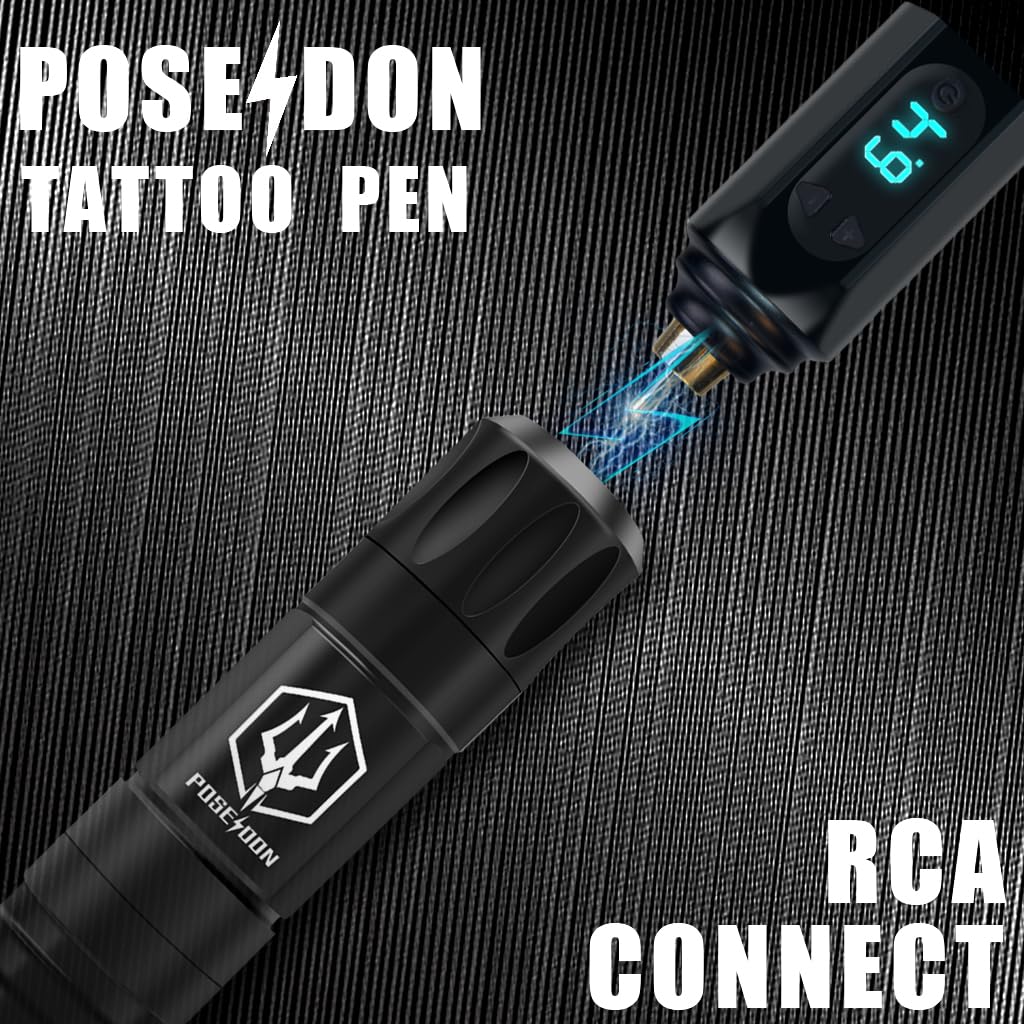 POSEIDON Wireless Tattoo Pen Kit with Batteries and Cartridges