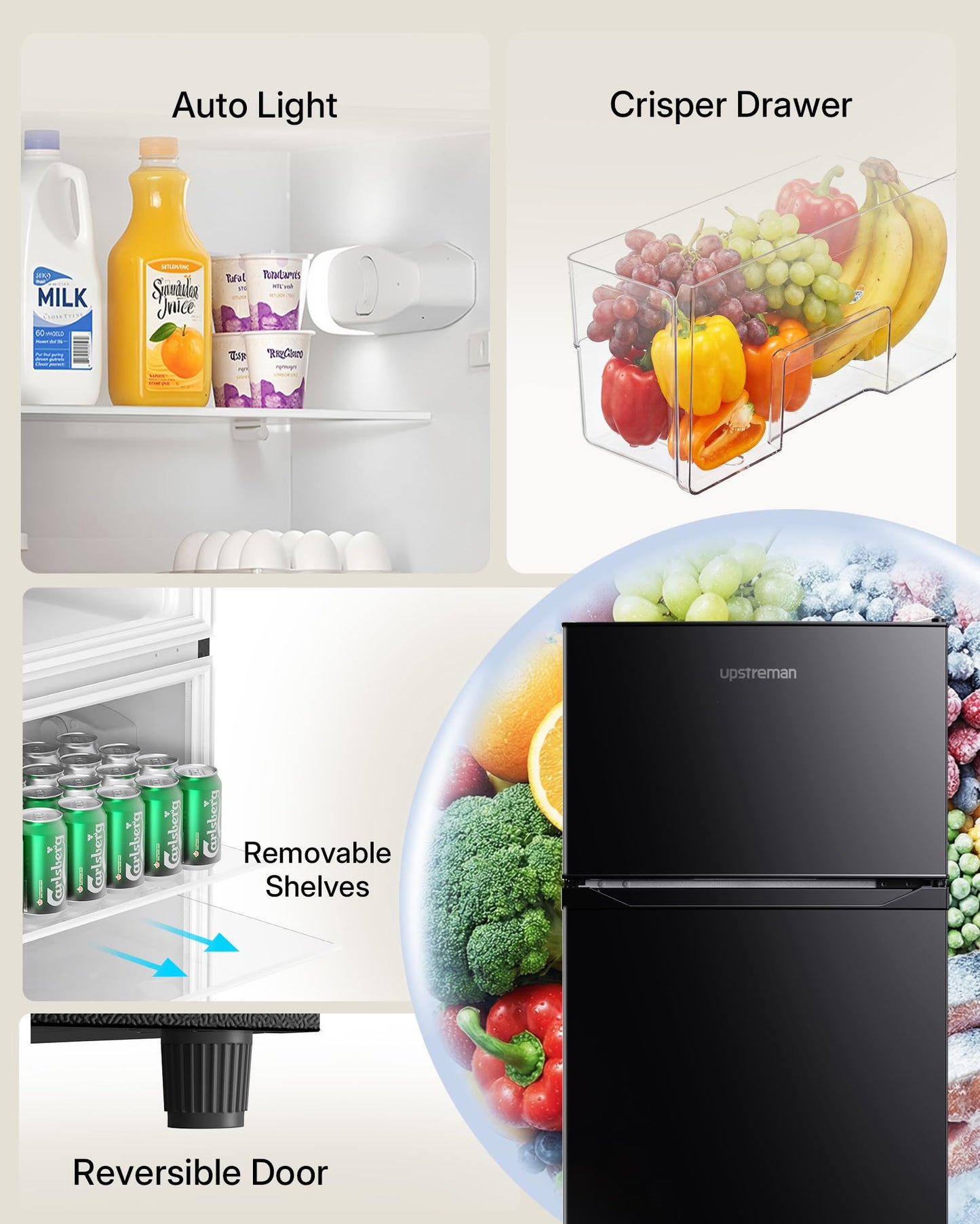 Upstreman 7.7 Cu.Ft. Refrigerator