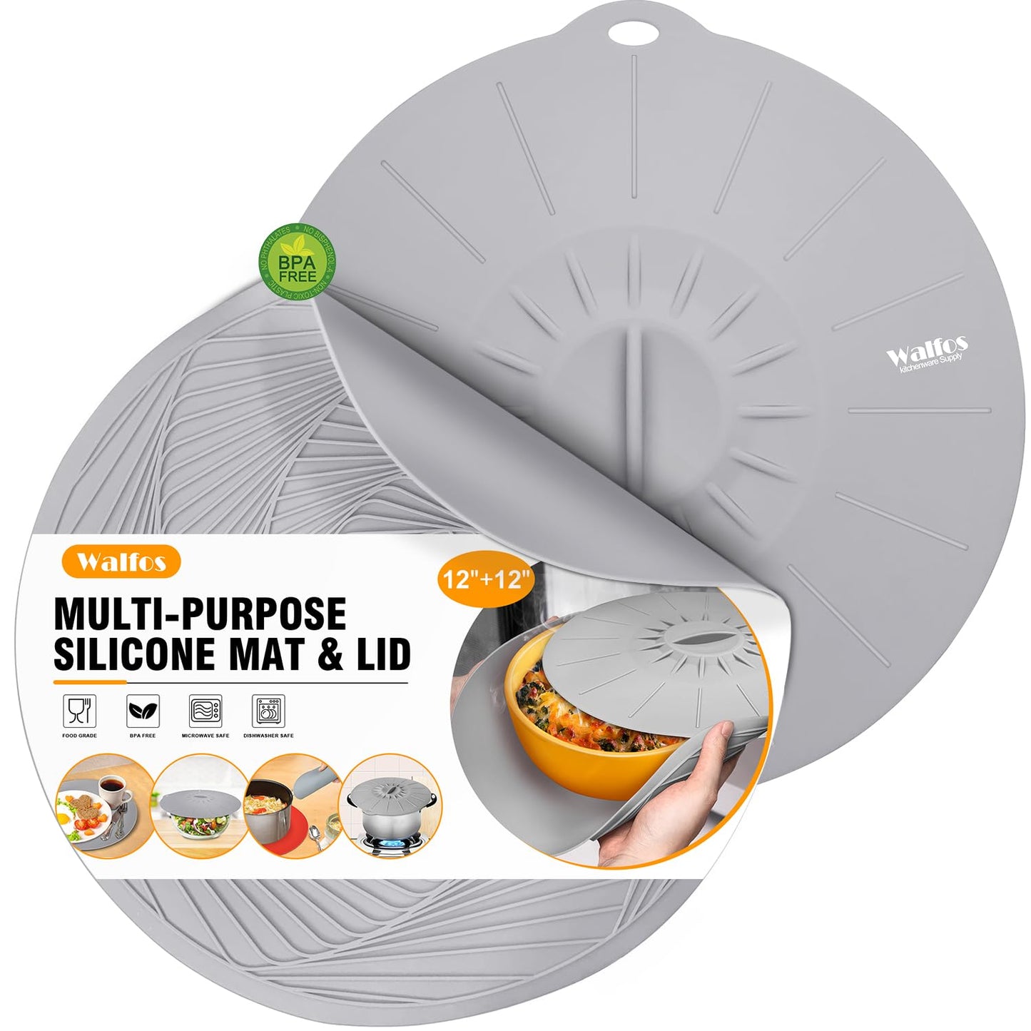 Walfos Silicone Trivets Set - Heat Resistant Pot Holder, Non-Slip & Flexible,Multi-Purpose Kitchen Table Mat, Prefect for Hot Dishes,Spoon Holder, Oven Mitt
