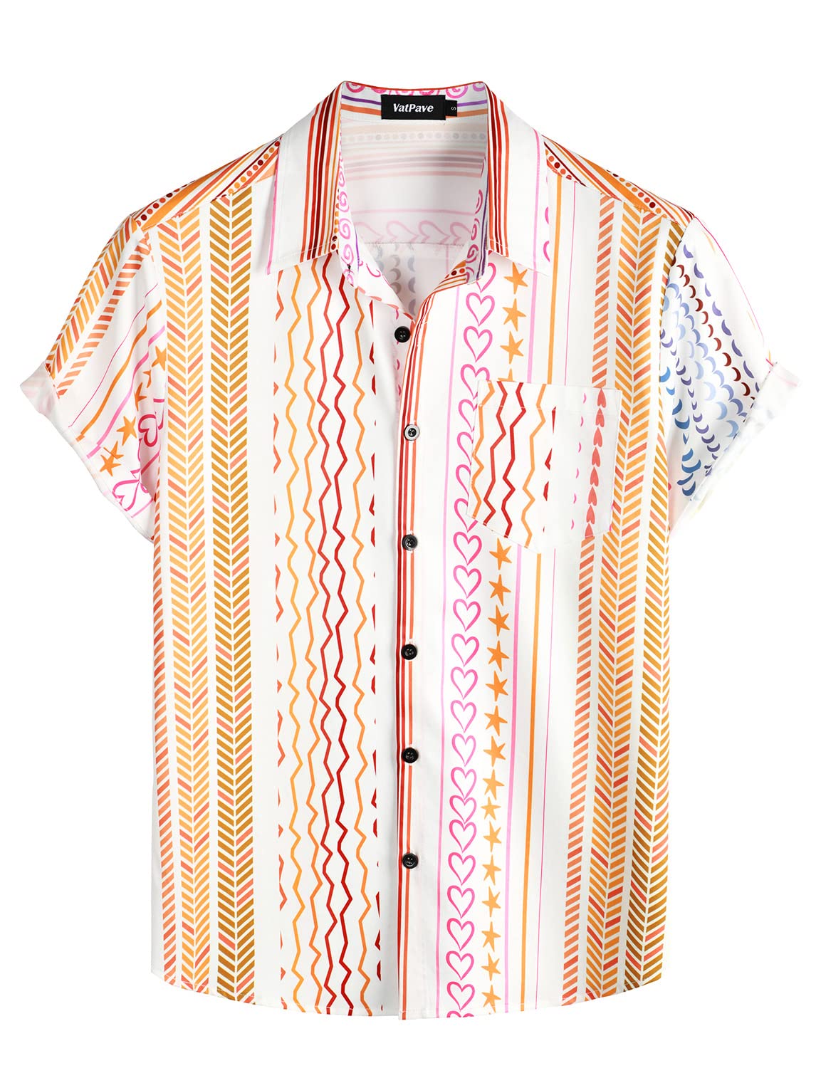 VATPAVE Mens Striped Summer Shirts Casual Button Down Short Sleeve Beach Stylish Untucked Hawaiian Shirts