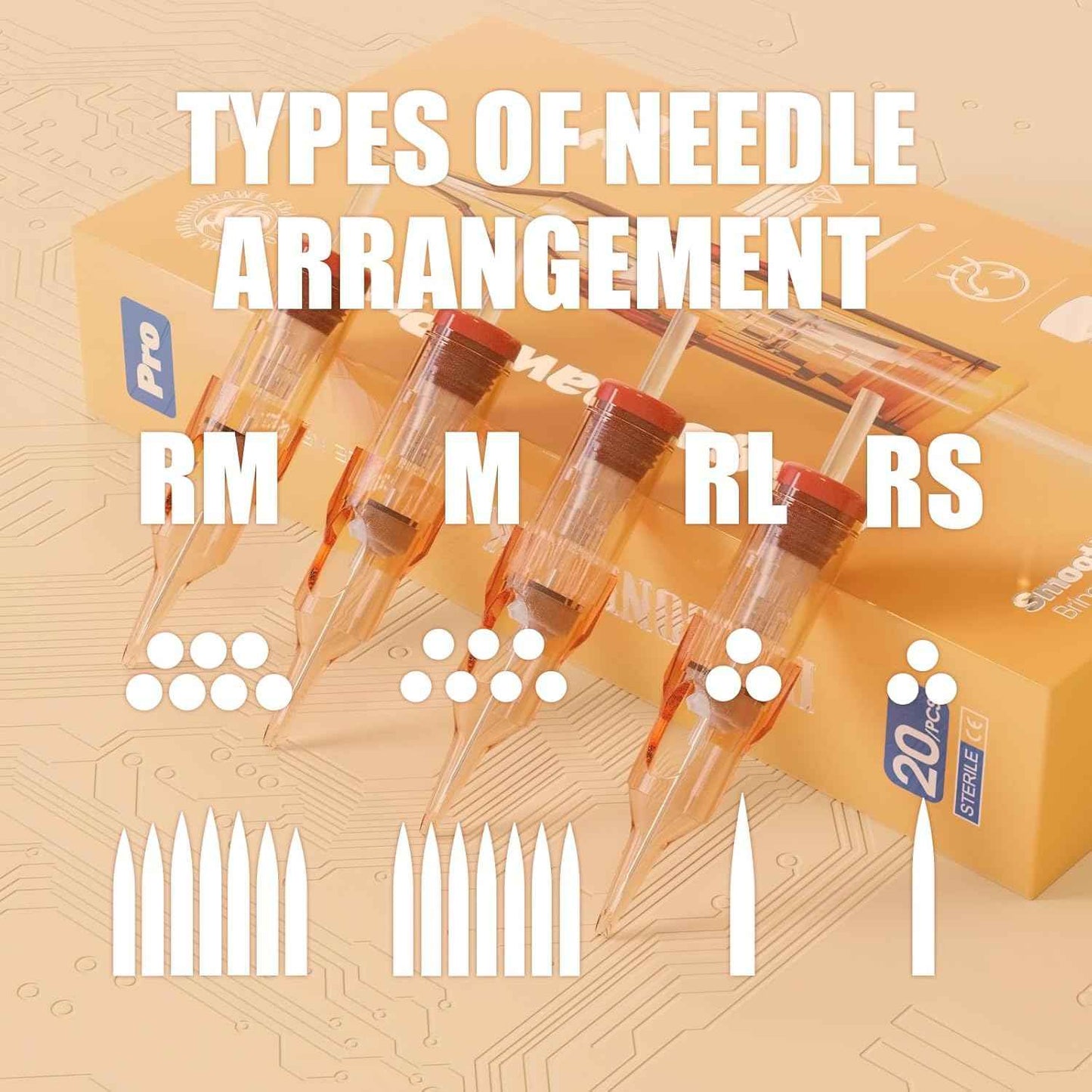 Dragonhawk Pro Tattoo Needles Cartridges,Pro Needles Pins for Super Artists,20 Pcs Disposable