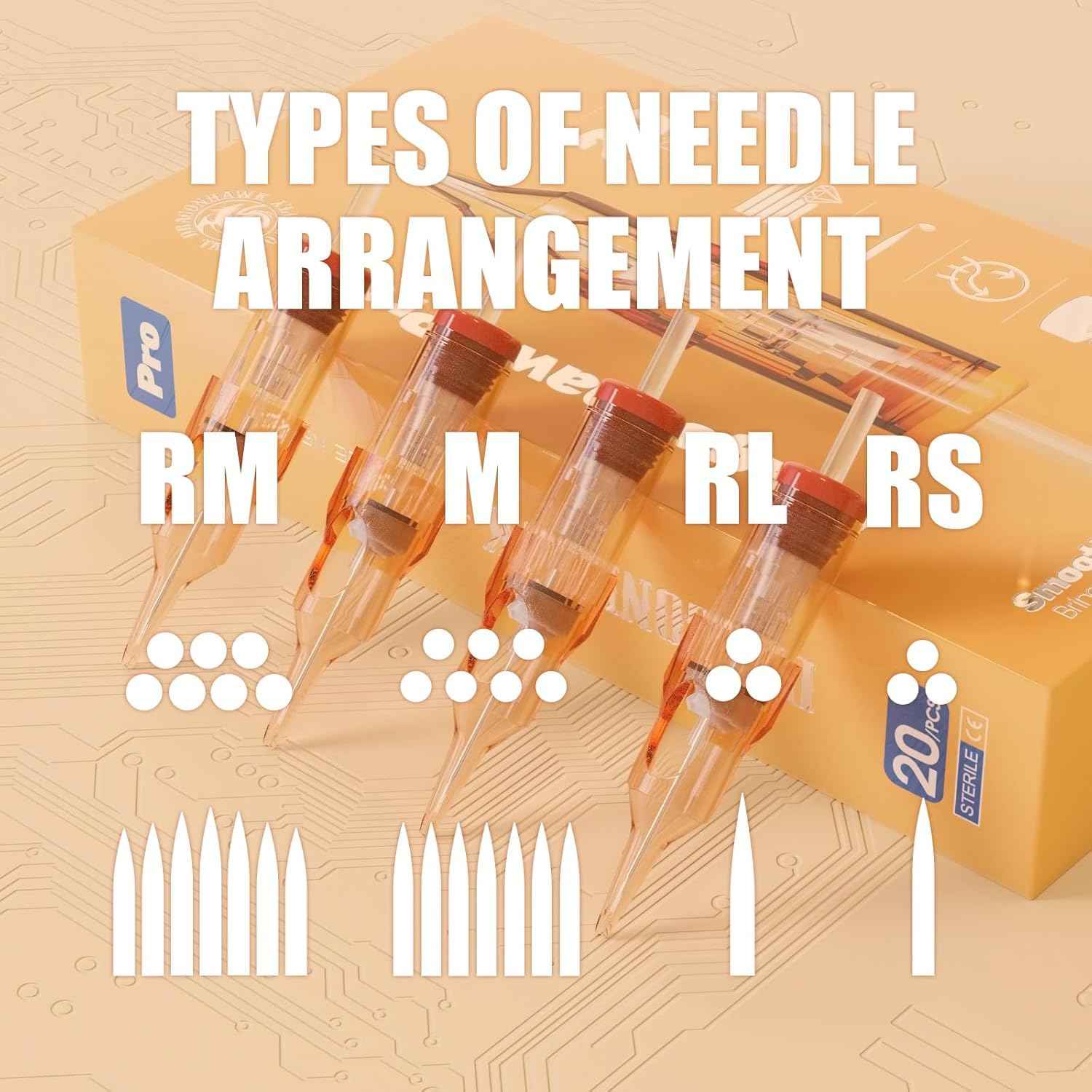 Dragonhawk Pro Tattoo Needles Cartridges,Pro Needles Pins for Super Artists,20 Pcs Disposable
