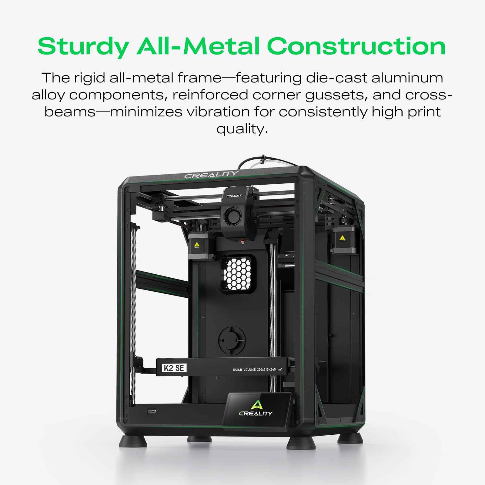 Creality K2 SE 3D Printer, 500mm/s High-Speed Printing, Support Multi Color 3D Printing Needs CFS, Solid Metal Build, Auto Leveling