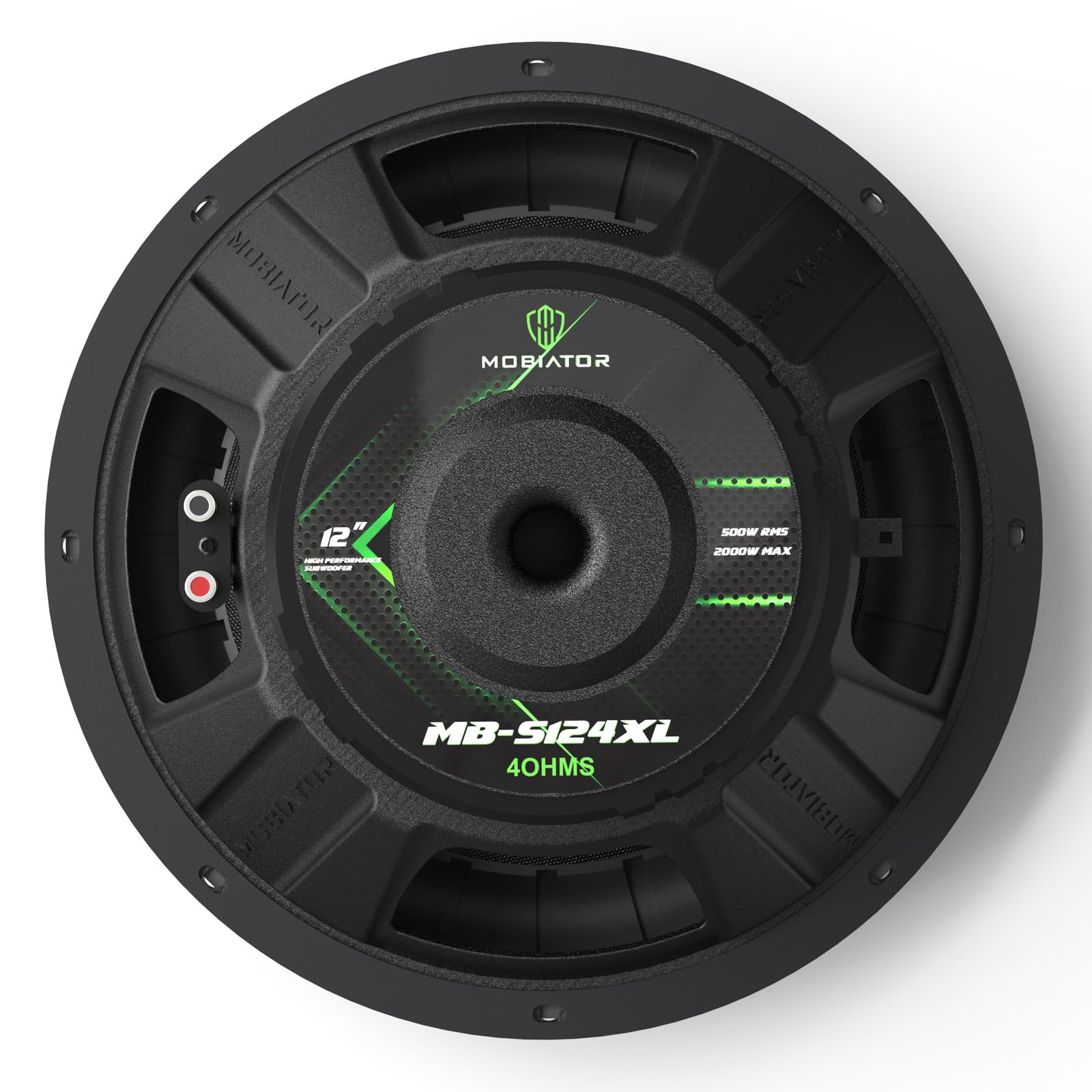 MOBIATOR-12 1200W Max Power Dual 4 Ohm Car Subwoofer, Easy to Install, Black-S224