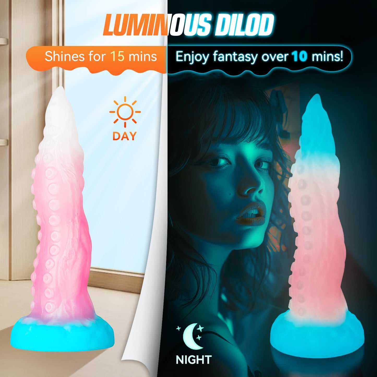 Monster Dildo Small Anal Dildo, 6.7" Tentacle Dildo Beginner Silicone Dildo With Luminous Pink,Strap On Dildo Realistic Dildos With Suction Cup,Anal Plug G spot Adult Sex Toy For Men Women Couples Gay