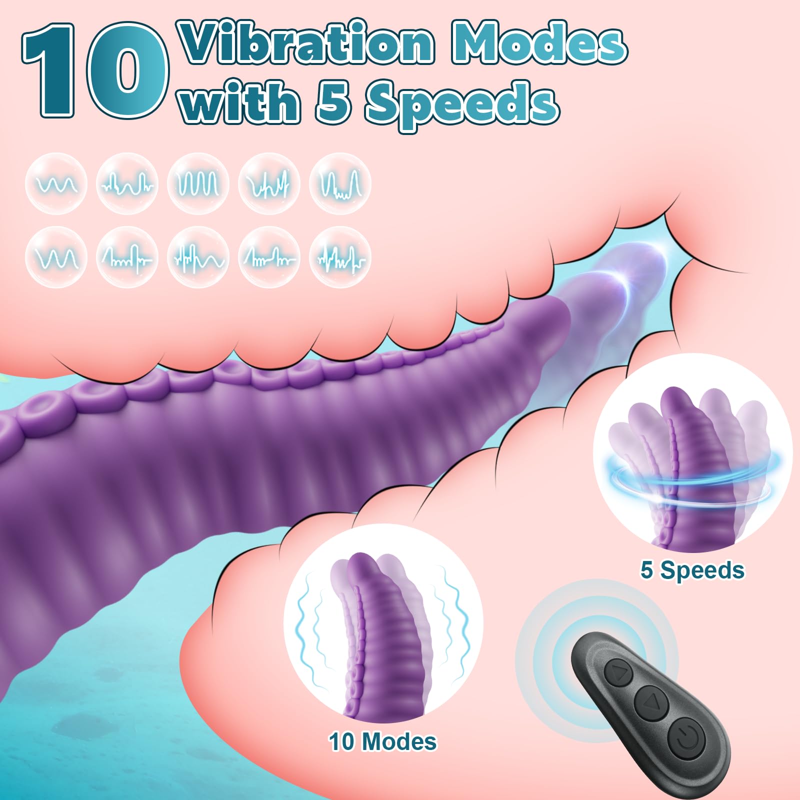 Sex Toys Riding Monster Dildos - Adult Toys Fantasy Tentacle Dildo Vibrator with 10 Modes for G Spot Vagina Anal Sex, Vibrating Suction Cup Vibrator Silicone Dragon Dildo, Women Adult Sex Toys Games