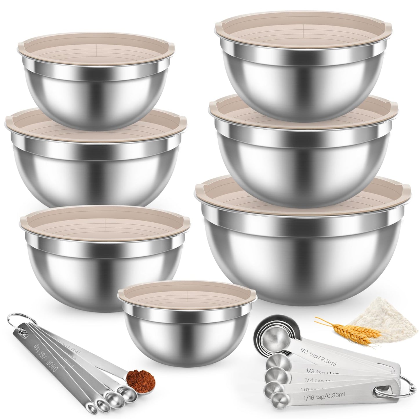 YUNNKEEY Mixing Bowls with Lids Set