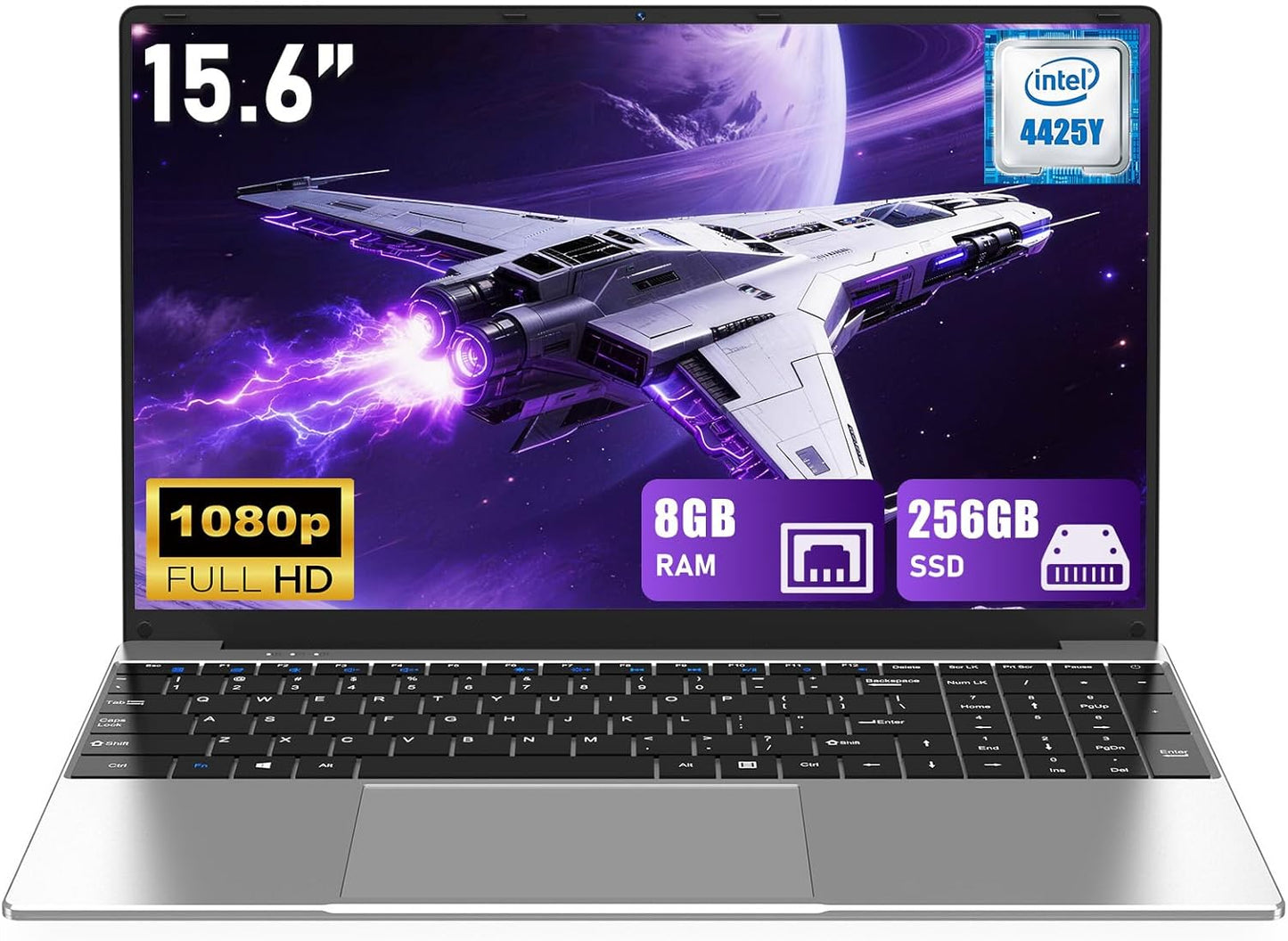 NIAKUN 15.6 Inch Laptop Computer Windows 11 Pro 8GB 256GB Silver