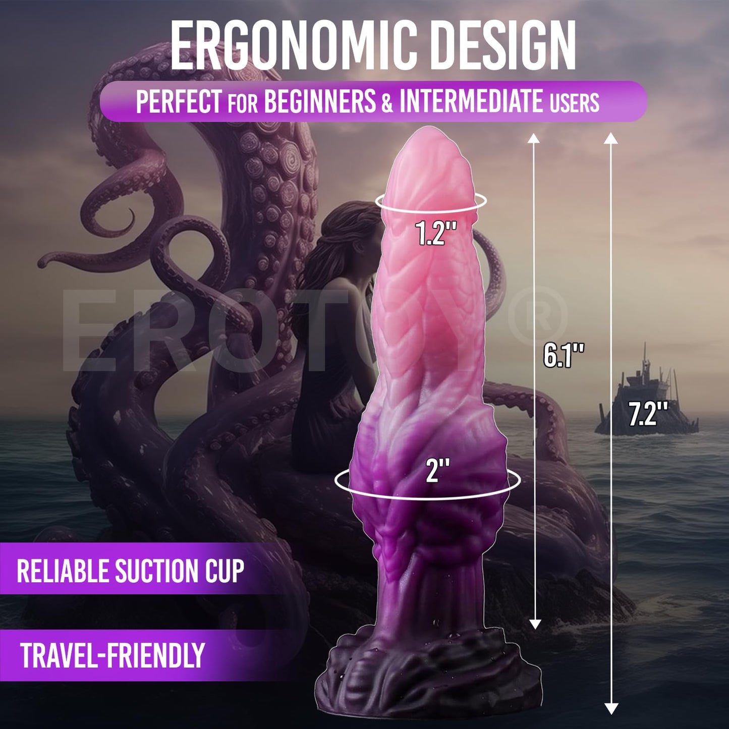 Fantasy Monster Dildo with Balls U & G-spot Dragon Dildo with Suction Cup, Long Anal Plug Adult Sex Toys & Games for Women Men Couples