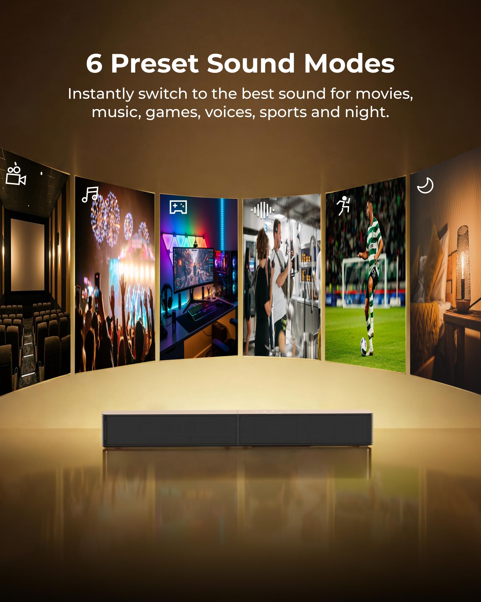 ULTIMEA Sound Bar with Wireless Subwoofer, 240W Peak Power, VoiceMX & BassMX, App Control, 2.1ch Soundbar for Smart TV, Adjustable Bass, HDMI, Optical, Bluetooth 6.0, Poseidon M30 (2026 Model)
