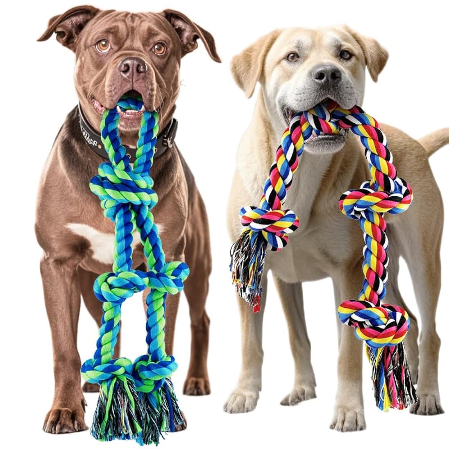 SHARLOVY Large Dog Chew Toys, Tough Dog Toys for Aggressive Chewers Large Breed,Heavy Duty Dental Dog Rope Toys Kit for Medium Dogs,5 Knots Indestructible Dog Toys