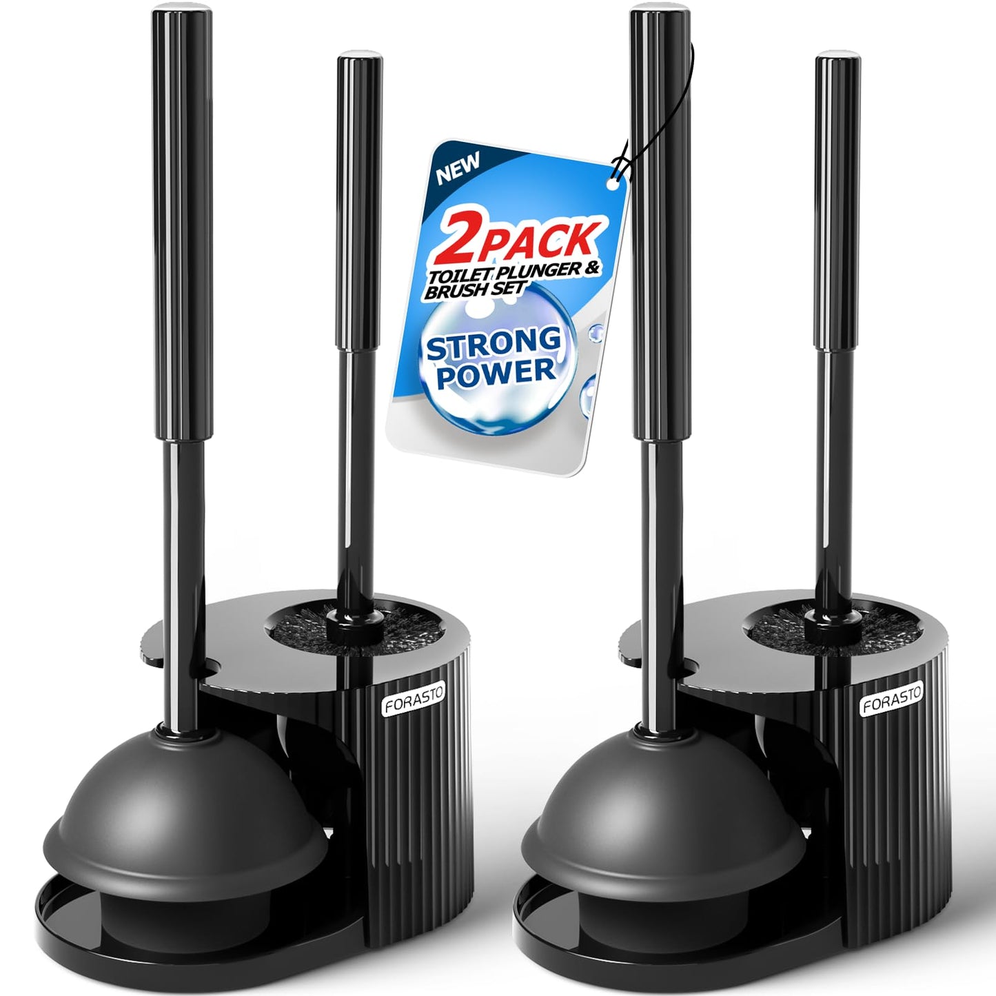 FORASTO Toilet Plunger and Brush Set，Toilet Bowl Brush Plunger Set
