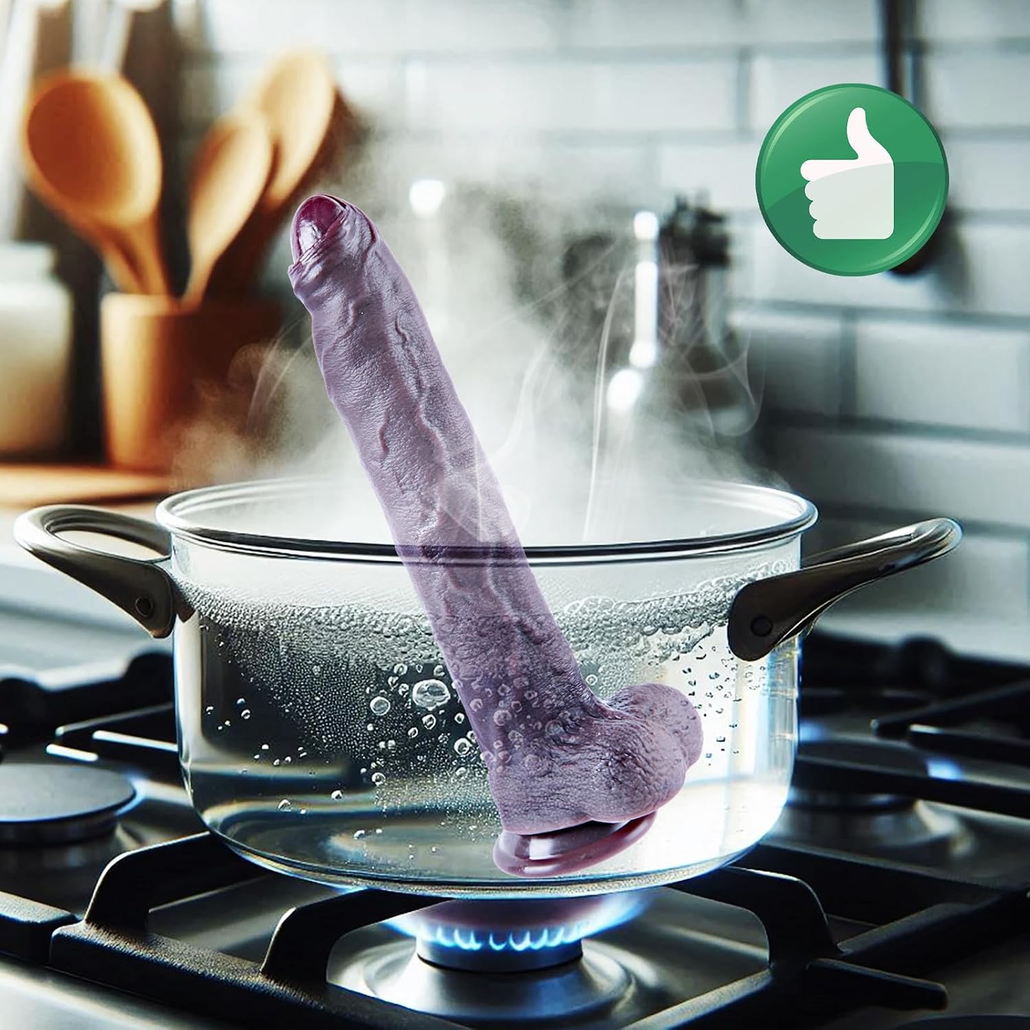 Umania Realistic Uncut Silicone Suction Dildo Black 7.9in