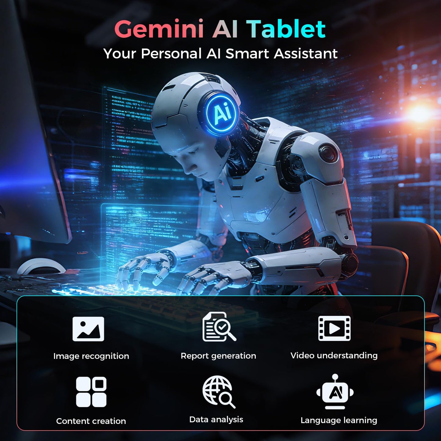 VisuPad Tablet with Keyboard, 2026 Android 15 Tablet with 26GB+256GB+2TB Expand, 10 Inch Tablet PC with 8-Core, Gemini AI, 5G WiFi, 8000mAh, BT5.0, GPS, Electronics Tablets with Case/Mouse/Stylus