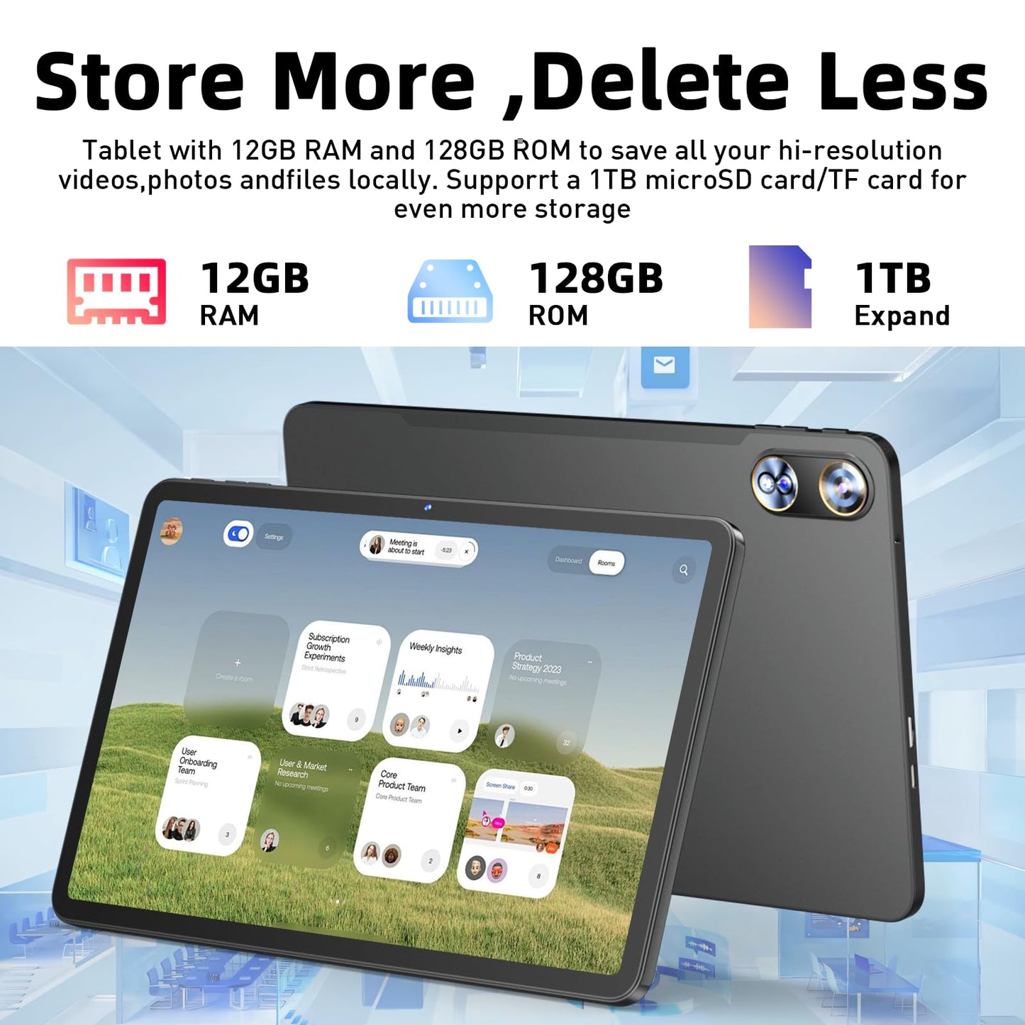 Aobante Android 16 Tablet 12 Inch, 24GB RAM 128GB ROM (Expandable 1TB), 2000×1200 IPS Full HD Display, 8000mAh Long Battery, 12+ inch, 8MP+16MP Dual Camera, Widevine L1, GMS, 11.97 inch Gaming Tablet