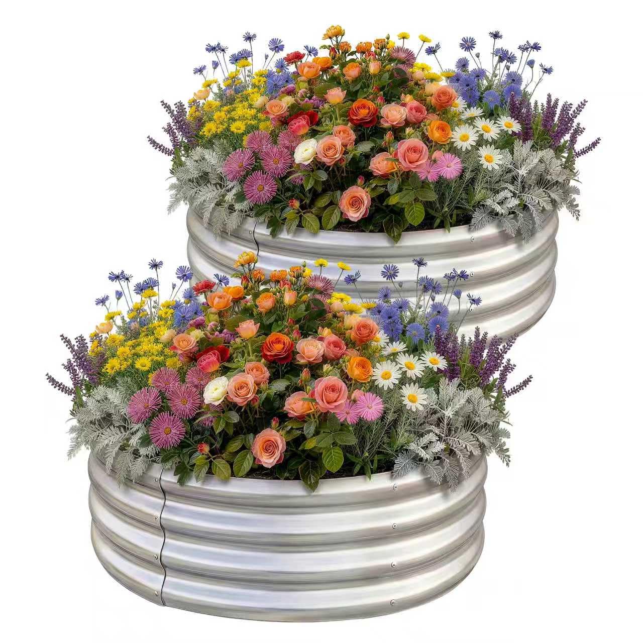 Land Guard Galvanized Raised Garden Bed Kit, Galvanized Planter Raised Garden Boxes Outdoor, Round Large Metal Raised Garden Beds for Vegetables ……