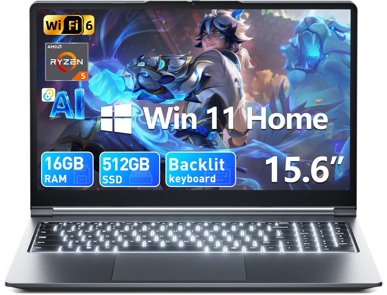 MELIUNA Laptop, 15.6 Inch Laptop Computer with Windows 11 Laptops, 16GB RAM 1024GB SSD, Celeron, Office 365, WiFi 6, IPS FHD, 180° Viewing, 53.2WH Battery, HDMI, Cooling Fan