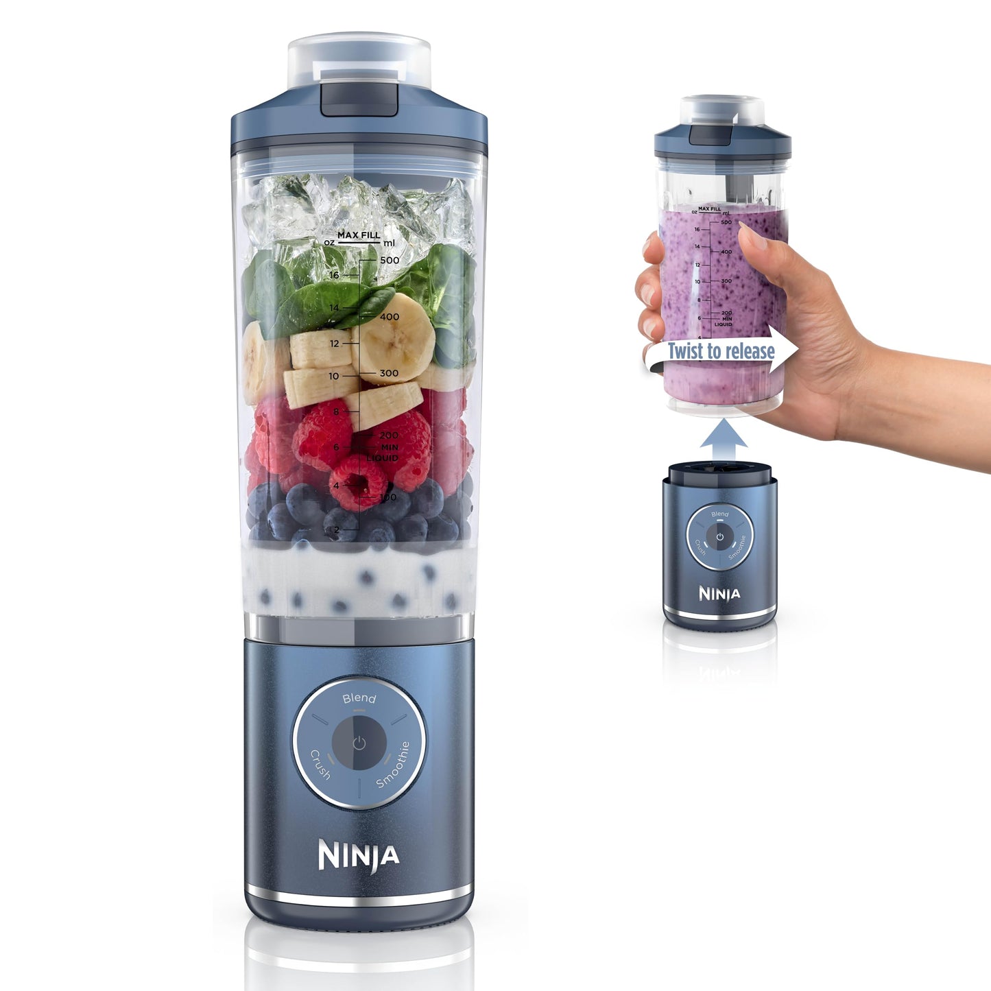Ninja Blender, Blast Max, Cordless, Personal Blender for-Smoothies, Frozen Drinks, Ice Crush, 22 oz. Removable Vessel, Leakproof-Lid, BPA-Free, Dishwasher Safe, Auto-iQ Technology