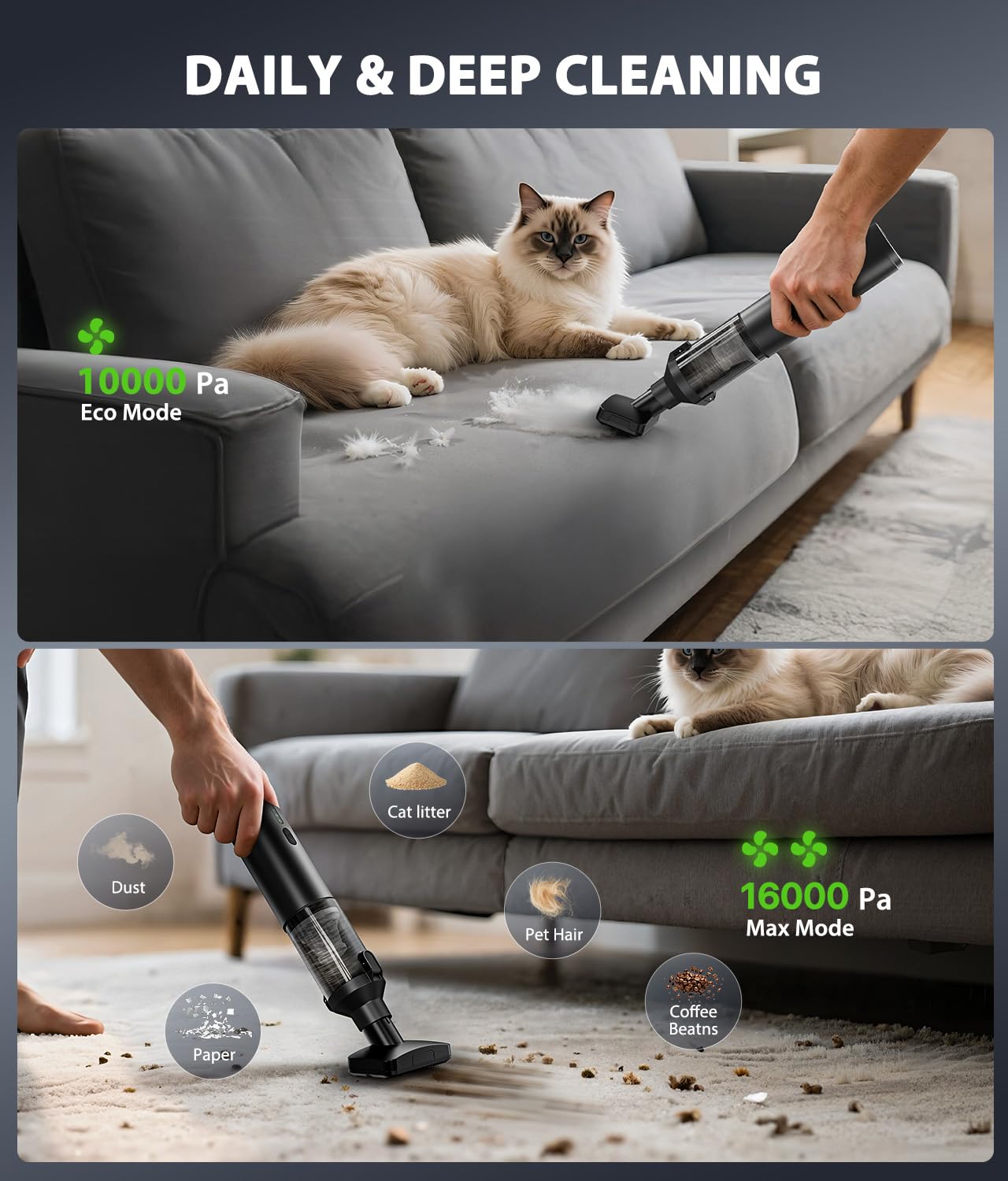 Voice-tank Car Vacuum Portable Cordless Handheld Vacuum Cleaner 4-in-1 Mini Cordless Vacuum