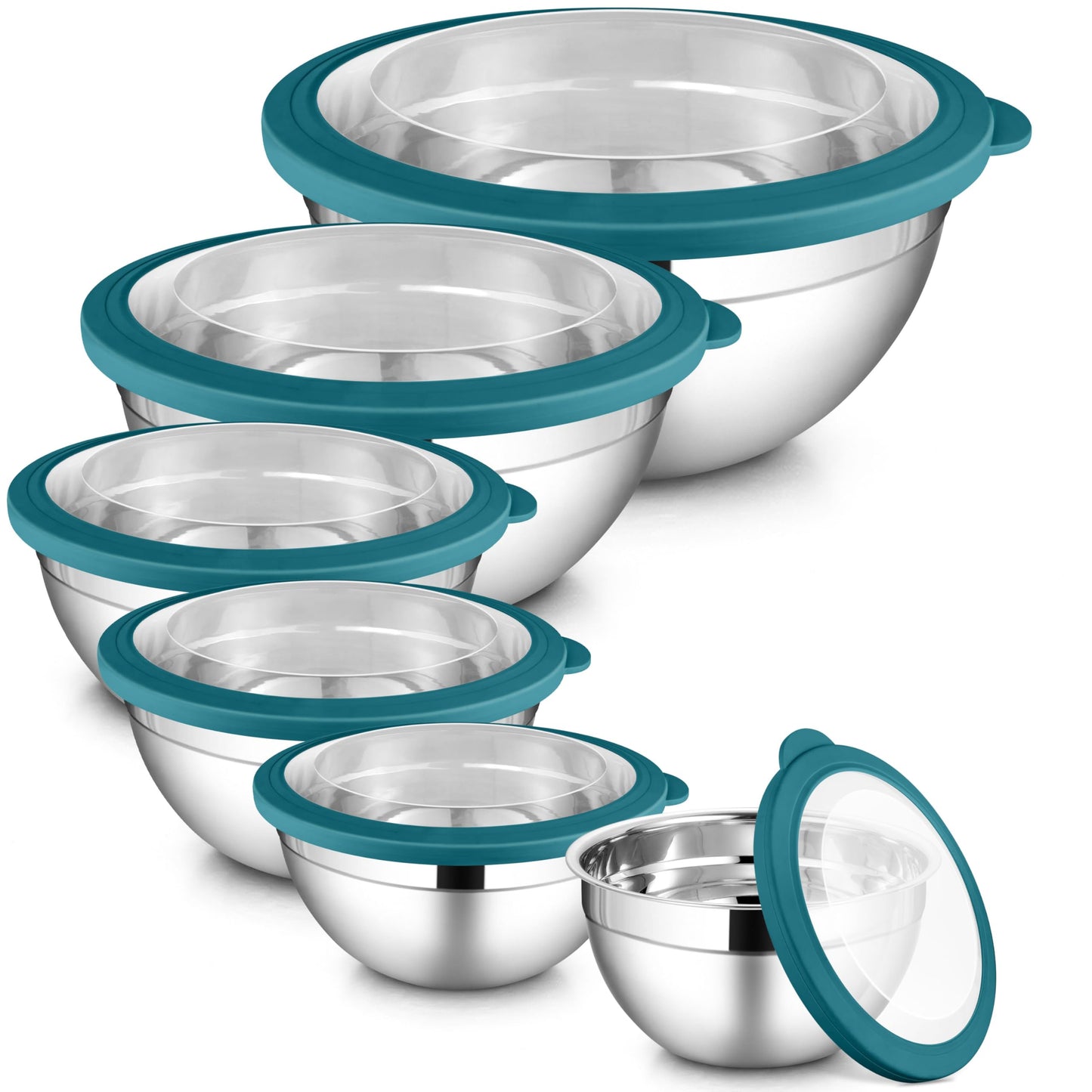 LIANYU 6-Piece Stainless Steel Mixing Bowls with Lids Set