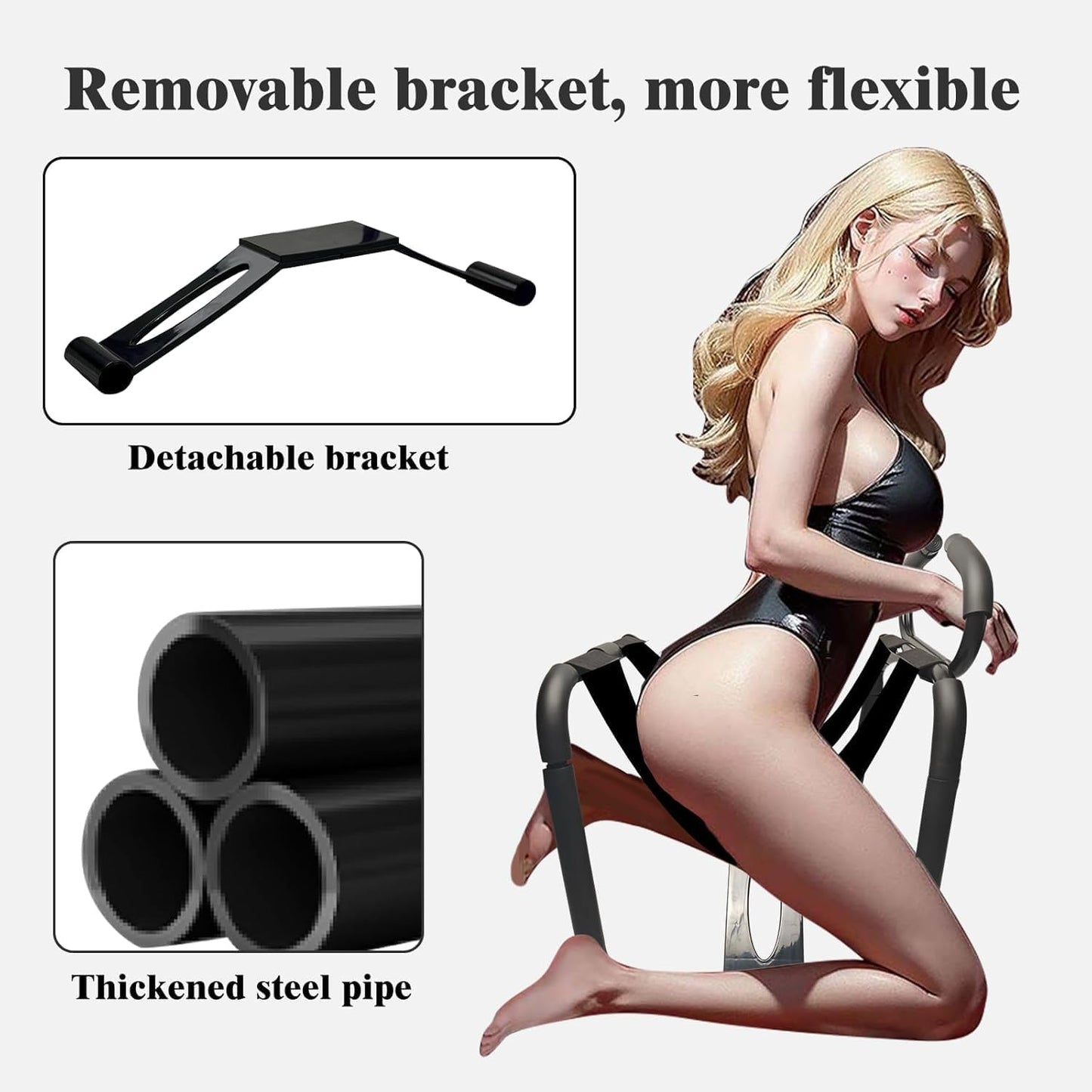 Dolltgoe Multifunction Sex Position Chair with Handrail Black