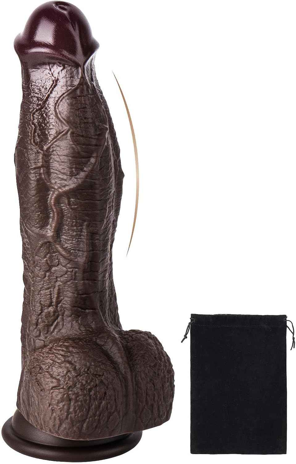 CHANGHANG Realistic Curved Dildo Suction Cup 8.5 Inch Black