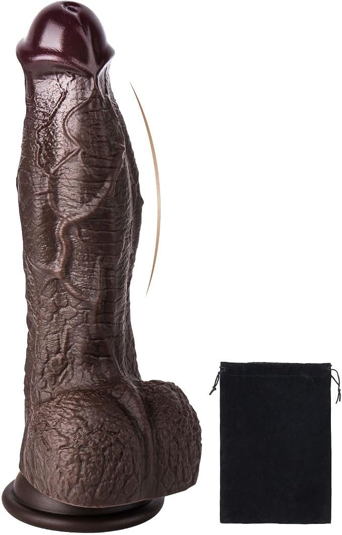 CHANGHANG Realistic Curved Dildo Suction Cup 8.5 Inch Black