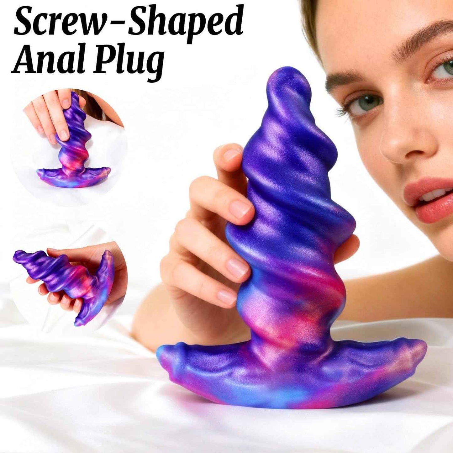 Anal Plug Wearable Screw-Shaped Butt Plug Silicone Anal Dilator Trainer Fantasy Prostate Massager G-spot Sex Toy for Couples Men Women Masturbation (S)