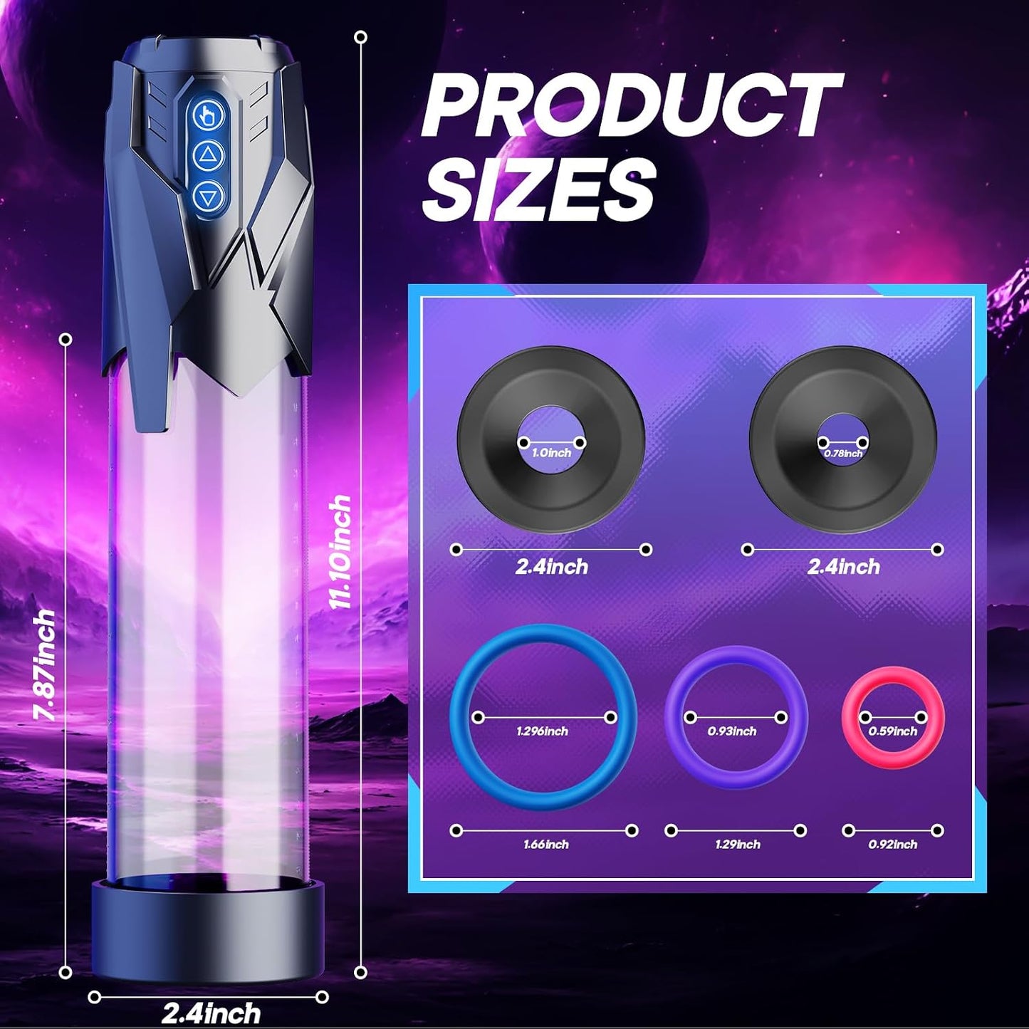Electric Penis Pump Sex Toys for Men - Automatic Vacuum Dick Pump Male Sex Toys Penis Extender with 3 Powerful Sucking and 2 Training Modes and 3 Penis Ring, Adult Toys for Dick Enlarger Erection