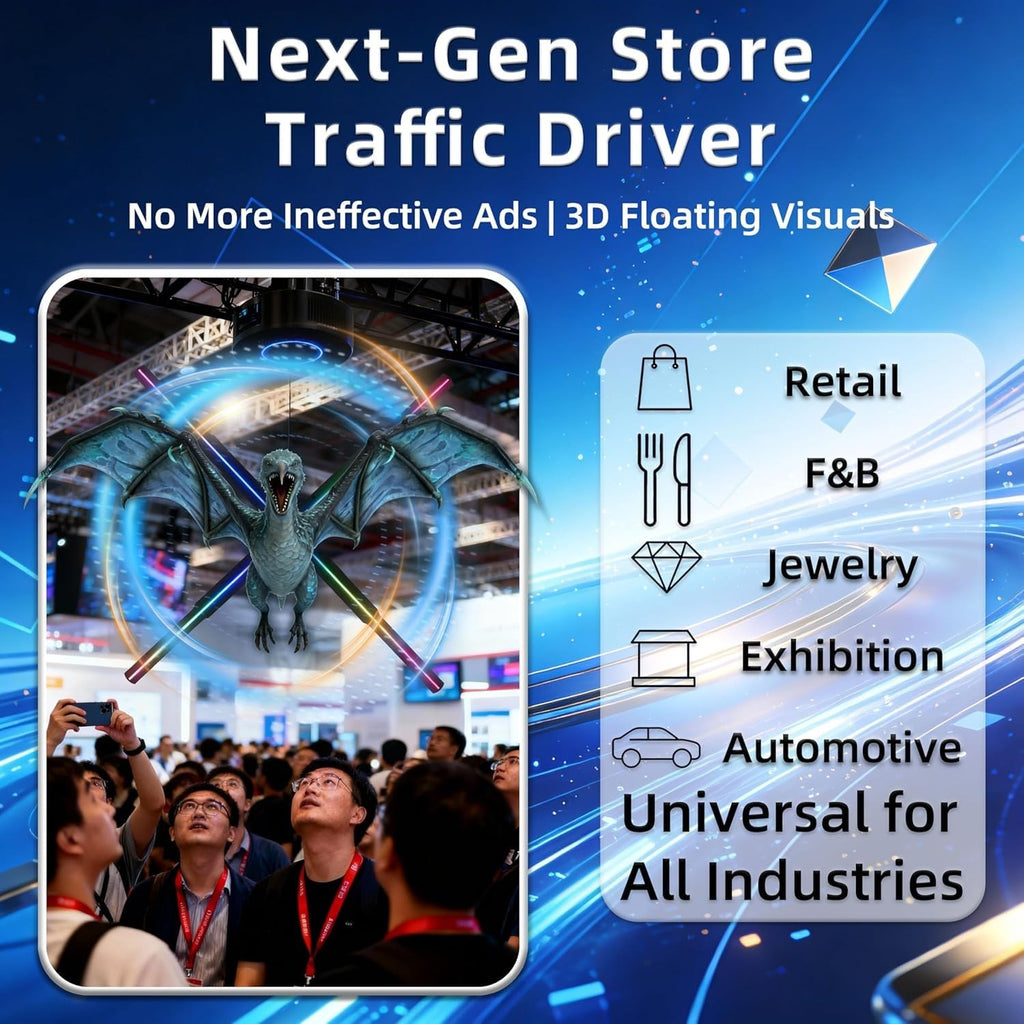 3D Hologram Fan 23.6 Inch/60CM,3D Hologram Led Fan Projector with APP+WIFI+Bluetooth+Remote Control,3D Holographic Fan for Business Store Display,Party,Christmas,exhibition,wedding
