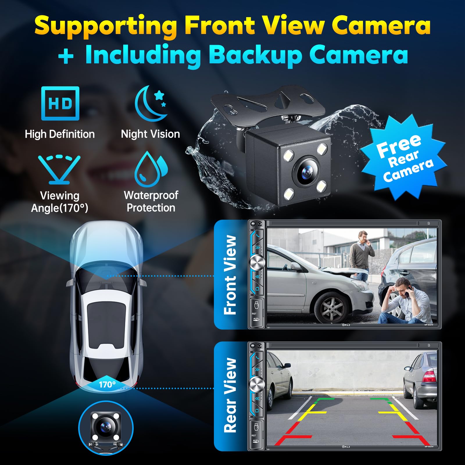 PLZ Car Stereo Wireless Apple Carplay Android Auto, Bluetooth Audio/Radio Receivers