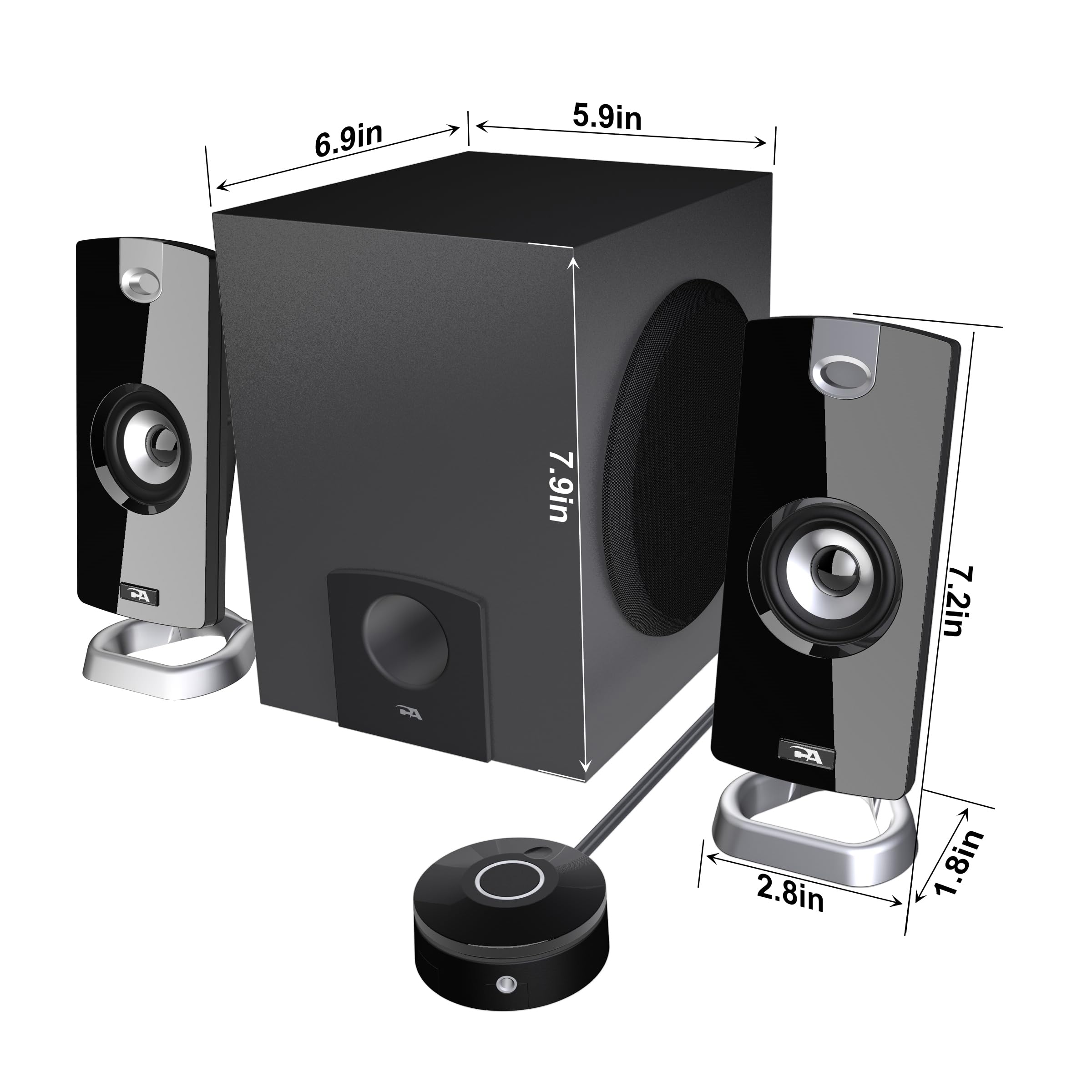 Cyber Acoustics 2.1 Subwoofer Speaker System with 18W of Power – Great for Music, Movies, Gaming, and Multimedia Computer Laptops (CA-3090) Green