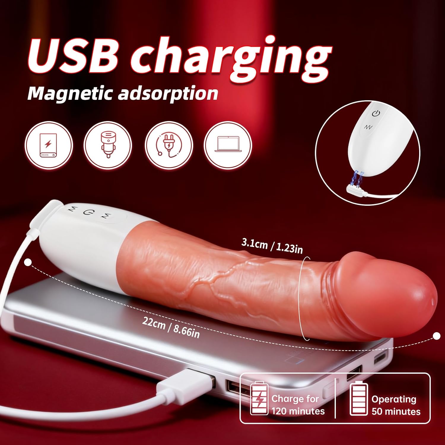 WEIXCH Realistic Vibrating Dildo 8.4in G-Spot Massager Skin Tone