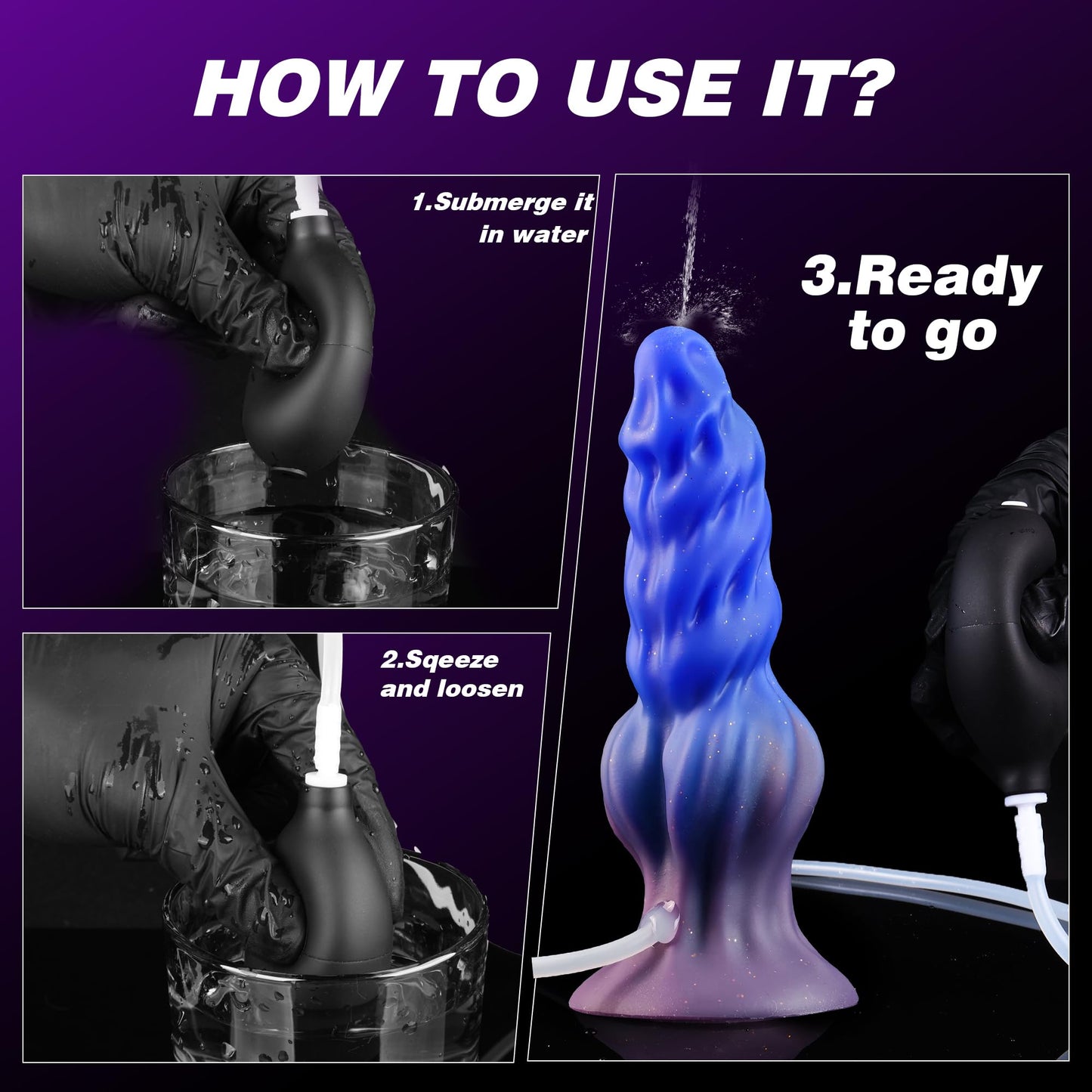 7 Inch Beginner Squirting Dragon Knot Dildo with Bulb Ejaculation – Soft Fantasy Monster Knotted Dildo with Realistic Cum Spraying Function, Suction Cup Silicone Anal Dildos Sex Toy