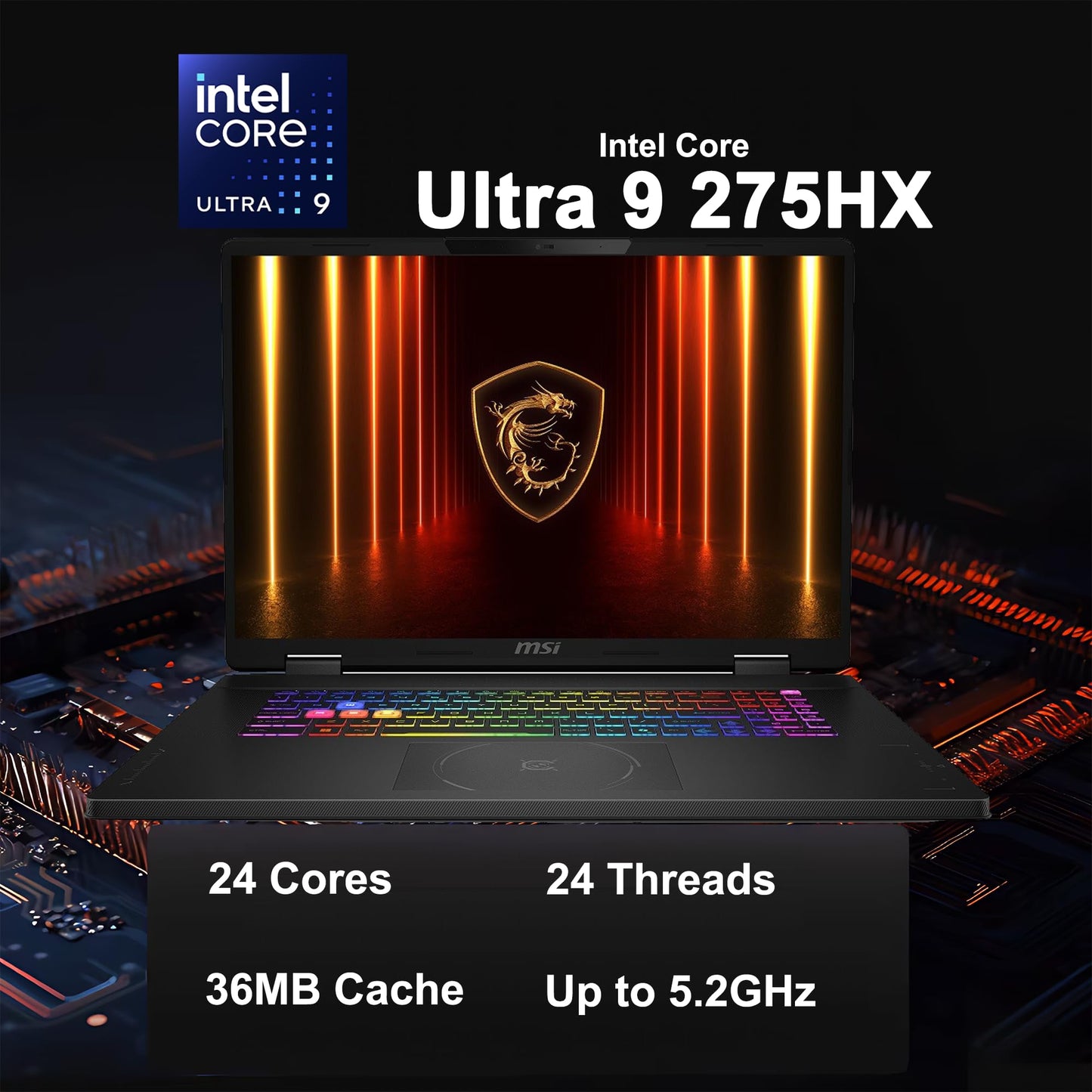 msi Raider 18 HX Gaming AI PC Laptop 18" QHD+ IPS 240Hz (100% DCI-P3) Intel 24-core Ultra 9 Series 2 285HX (Beats i9-14900HX) 32GB RAM 1TB SSD GeForce RTX 5080 GDDR7 DLSS4 Win11 ICP Hub w/Copilot AI
