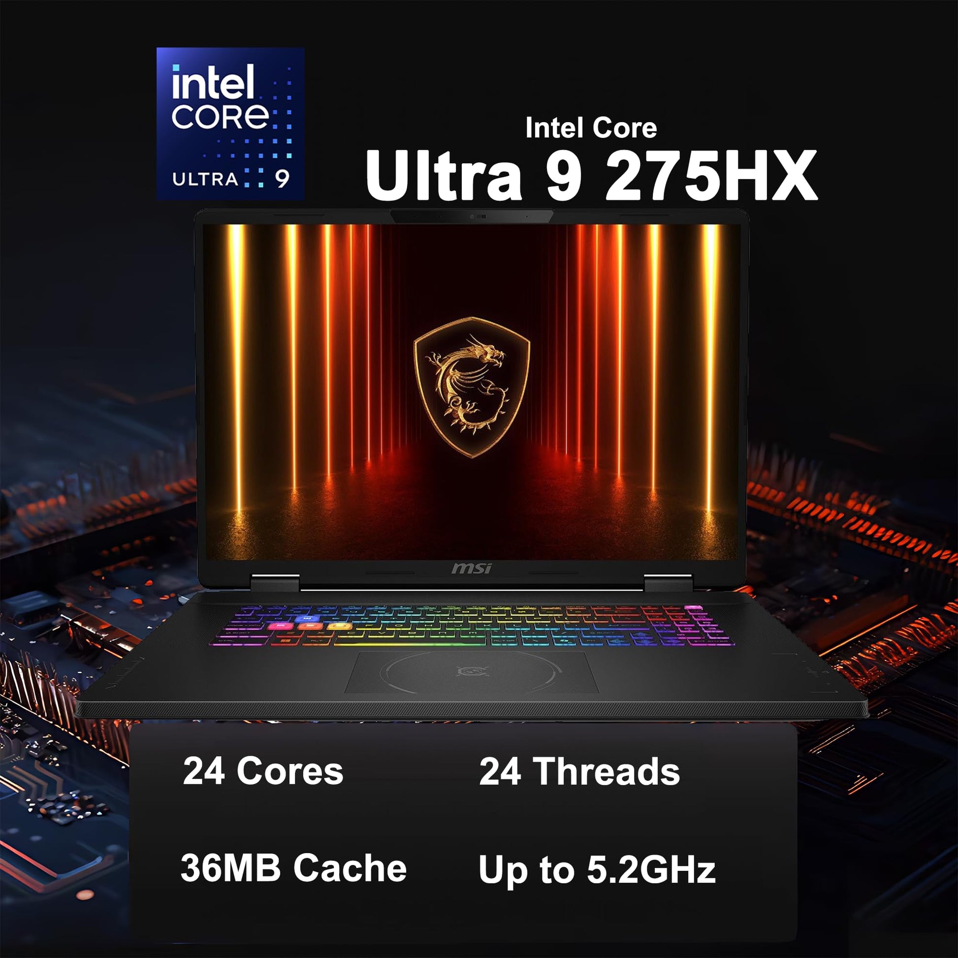 msi Raider 18 HX Gaming AI PC Laptop 18" QHD+ IPS 240Hz (100% DCI-P3) Intel 24-core Ultra 9 Series 2 285HX (Beats i9-14900HX) 32GB RAM 1TB SSD GeForce RTX 5080 GDDR7 DLSS4 Win11 ICP Hub w/Copilot AI