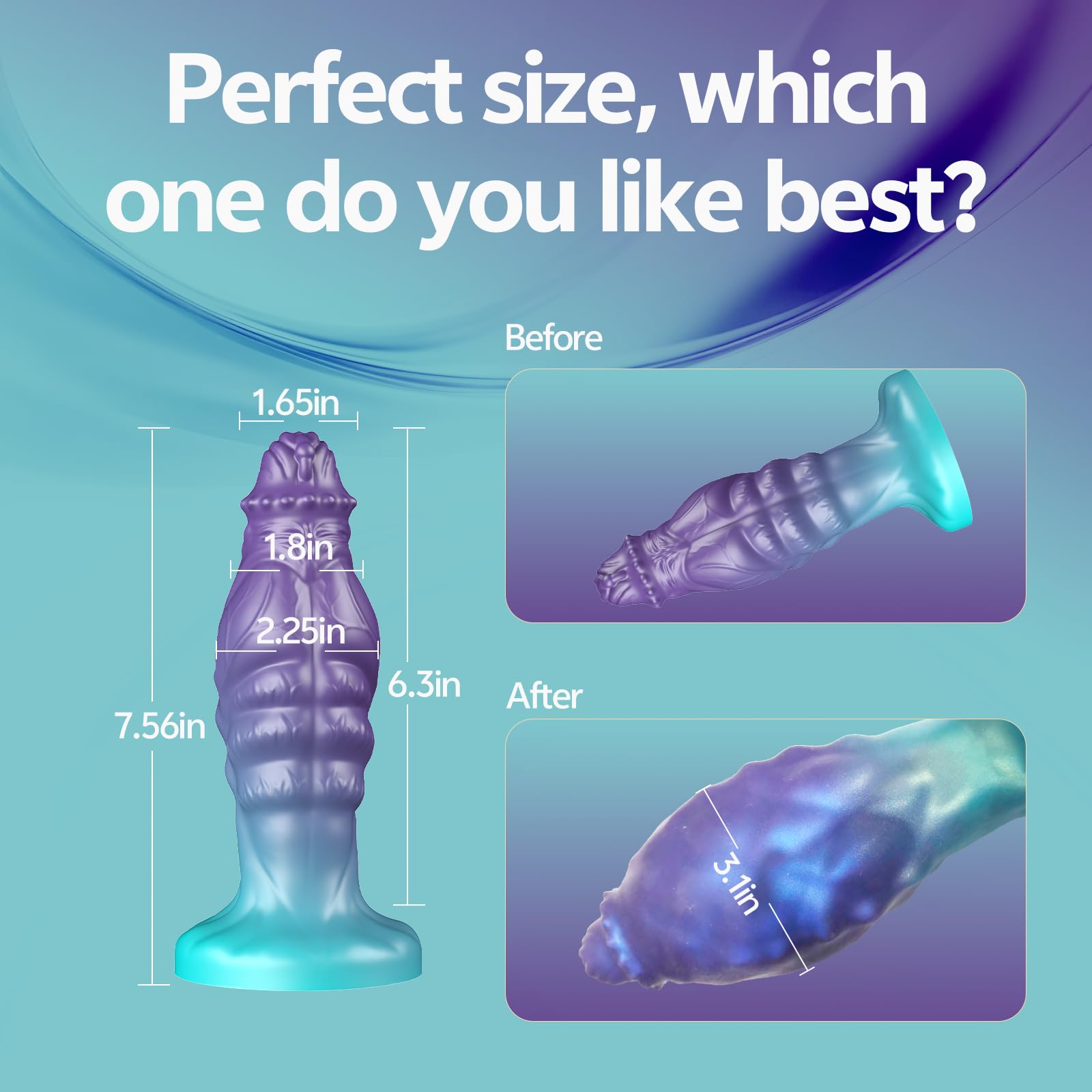 7.5" Monster Dildo with Inflatable Pump, Huge Thick Fantasy Anal Dildo for Prostate Training, Horse Knot Dragon Style, Strong Suction Cup, Adjustable Expansion 1.8" to 3.68", Adult Sex Toy