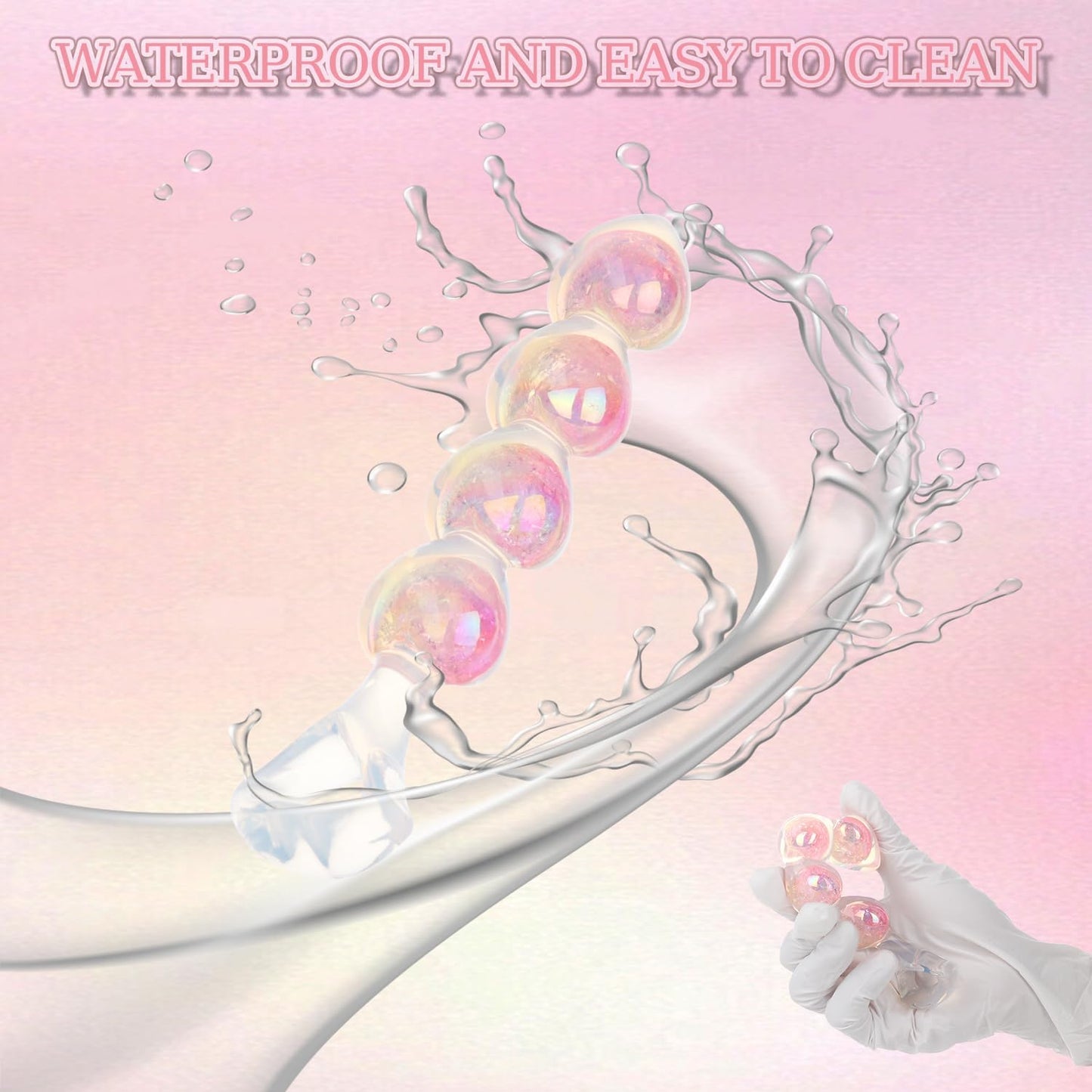 Anal Beads Butt Plug for Beginner, 6.3” Small Anal Dildo with Pull Ring Crystal Clear Dual Layer Silicone Adult Anal Toy for Anal Training and Women Men Sex Game Play