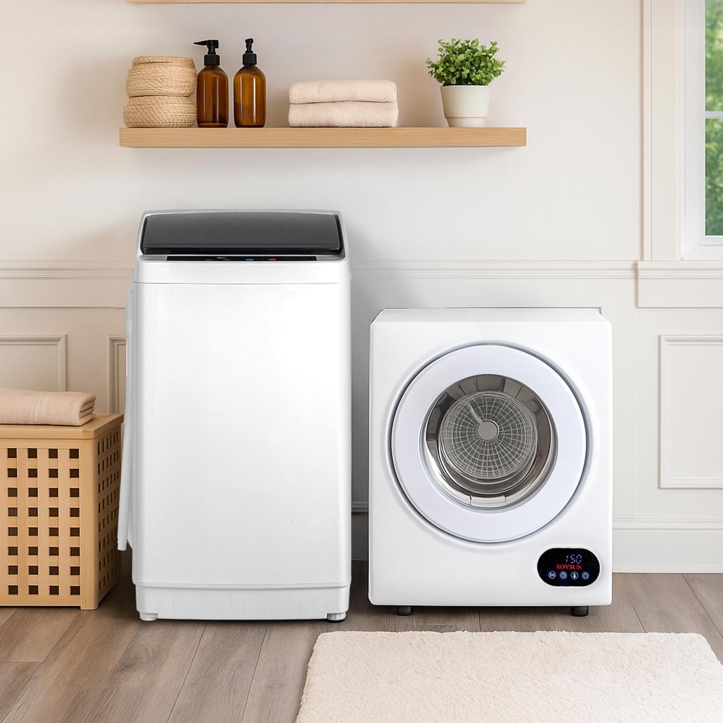ROVSUN Full-Automatic Washing Machine and Portable Clothes Dryer Set, Compact Laundry Washer and Dryer Combo Set