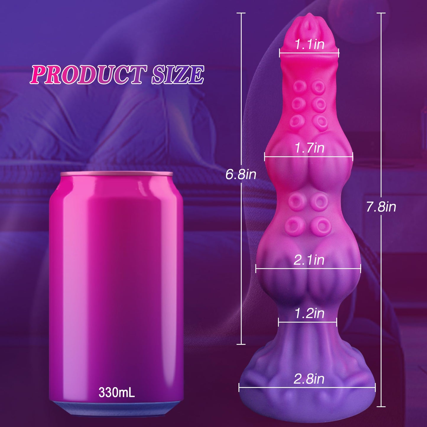 7.8" Fantasy Tentacle Knot Dildo, Soft Liquid Silicone Anal Dildos for Beginners, Monster Dragon Dildo with Strong Suction Cup, Animal Knotted Toy for G-spot Prostate, Pink Toys for Women Men Couples