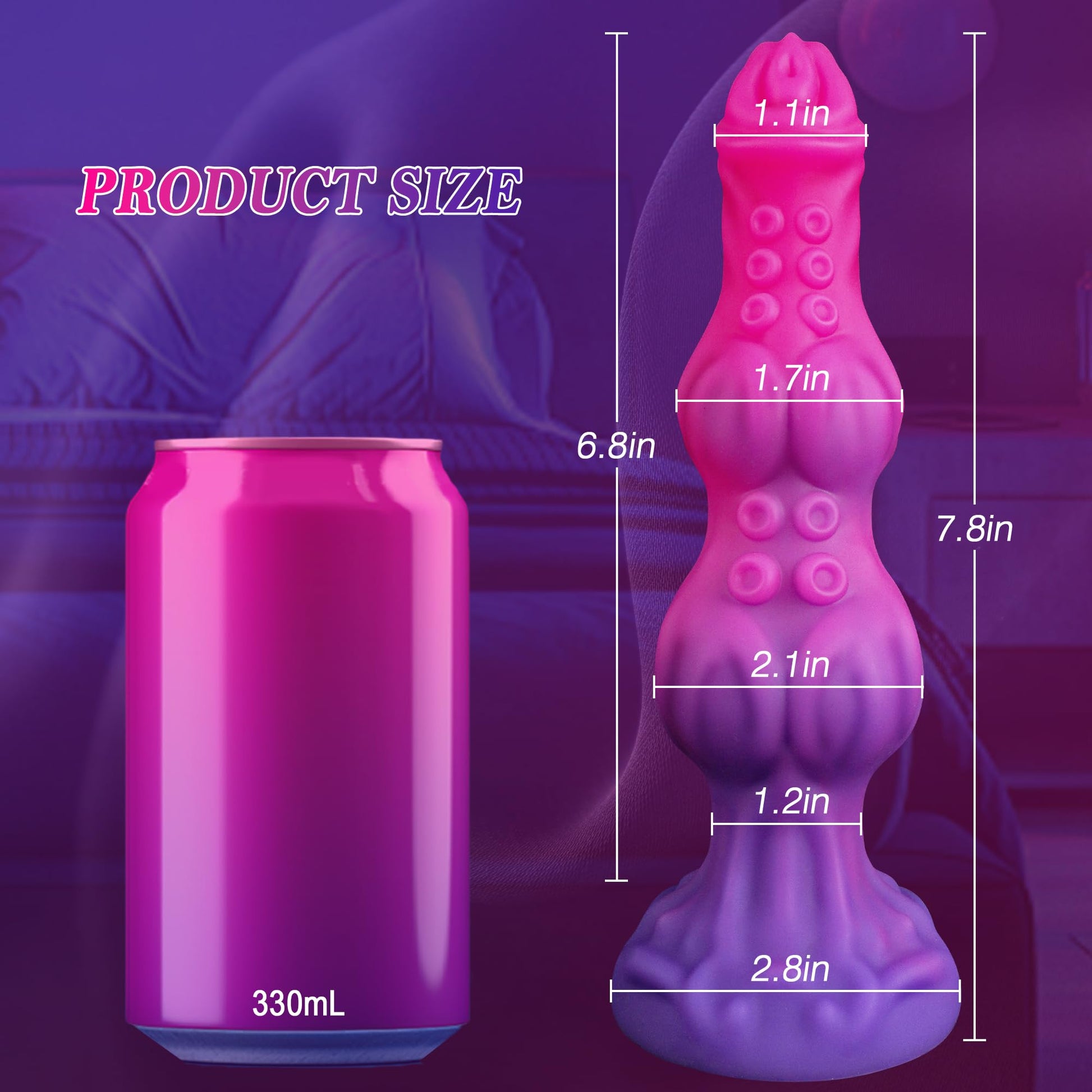 7.8" Fantasy Tentacle Knot Dildo, Soft Liquid Silicone Anal Dildos for Beginners, Monster Dragon Dildo with Strong Suction Cup, Animal Knotted Toy for G-spot Prostate, Pink Toys for Women Men Couples