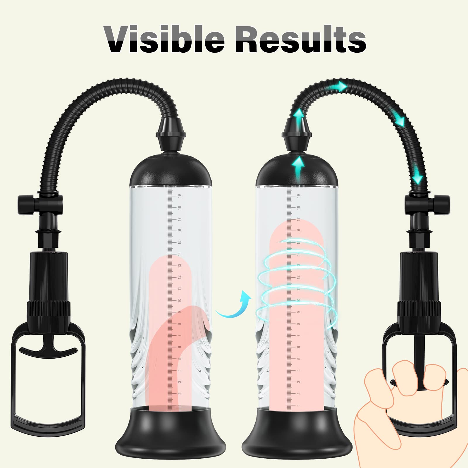 Penis Vacuum Pump, Manual Penis Enlarger Enlargement Extend Pump Air Pressure Device, Adult Male Sex Toys for Men Stronger Bigger Erections with 3pcs Suction Sleeves