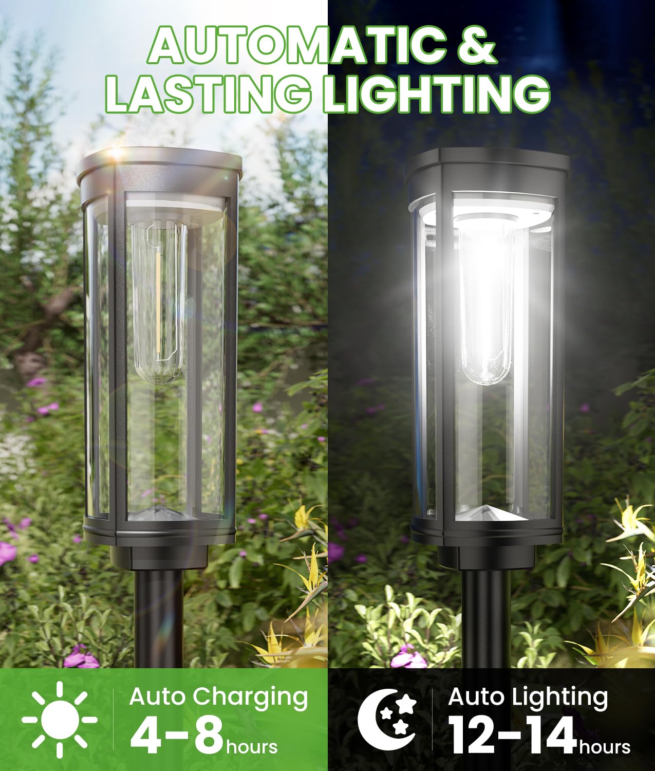 BITPOTT Solar Pathway Lights Waterproof, Solar Garden Decorative Landscape Lights for Walkway Driveway Lawn Patio Side Walk Yard Decor