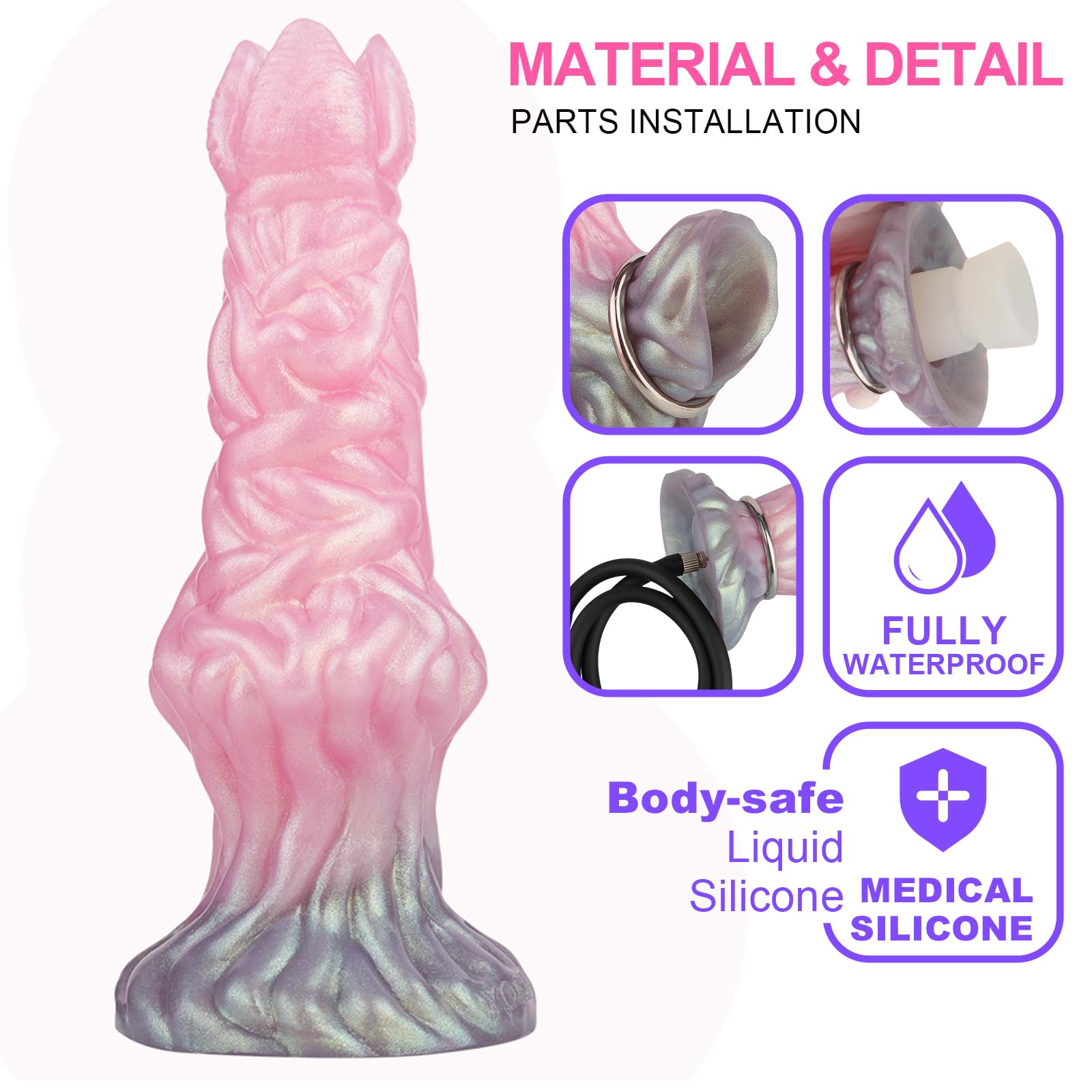 Inflate Pump Ovipositor Dildo Hollow Tunnel with 11 Silicone Eggs for Women Adult Sex Toy for Couples Masturbation