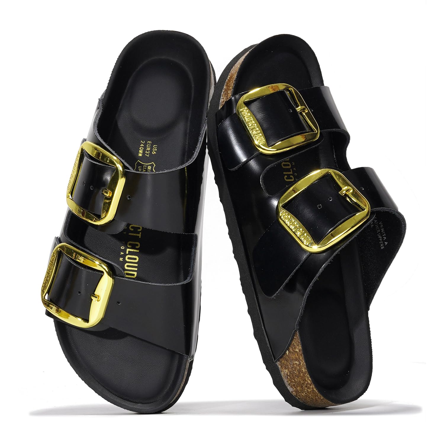 Project Cloud 100% Genuine Leather Flat Sandals for Women 2026 Comfortable Beach Essentials Womens Sandals Memory Foam Vacation Essentials Slides for Women Footwear (Santorini)